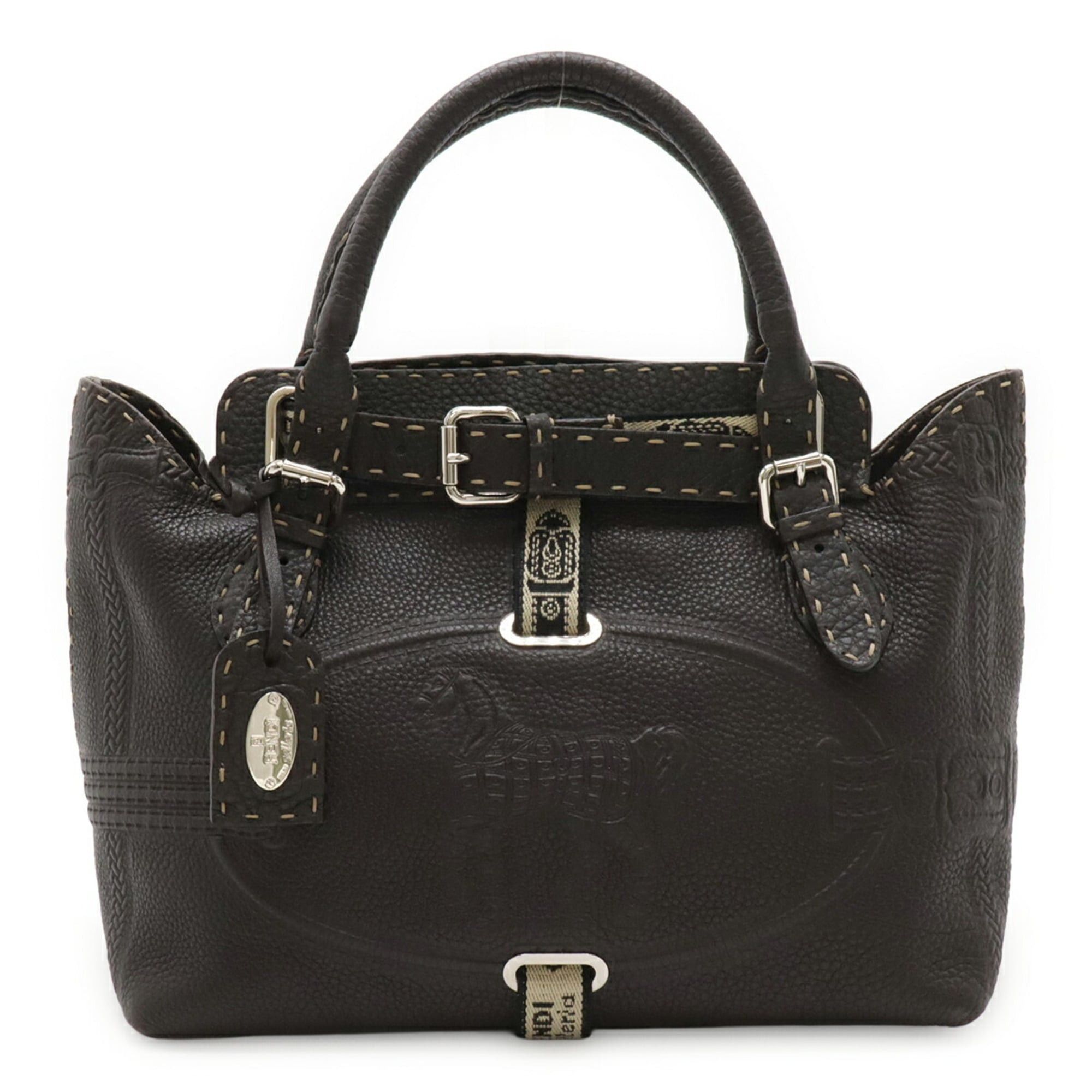 Fendi FENDI Selleria Villa Borghese Handbag, Leather, Dark Brown, 8BN155 Size ONE SIZE - 2 Thumbnail