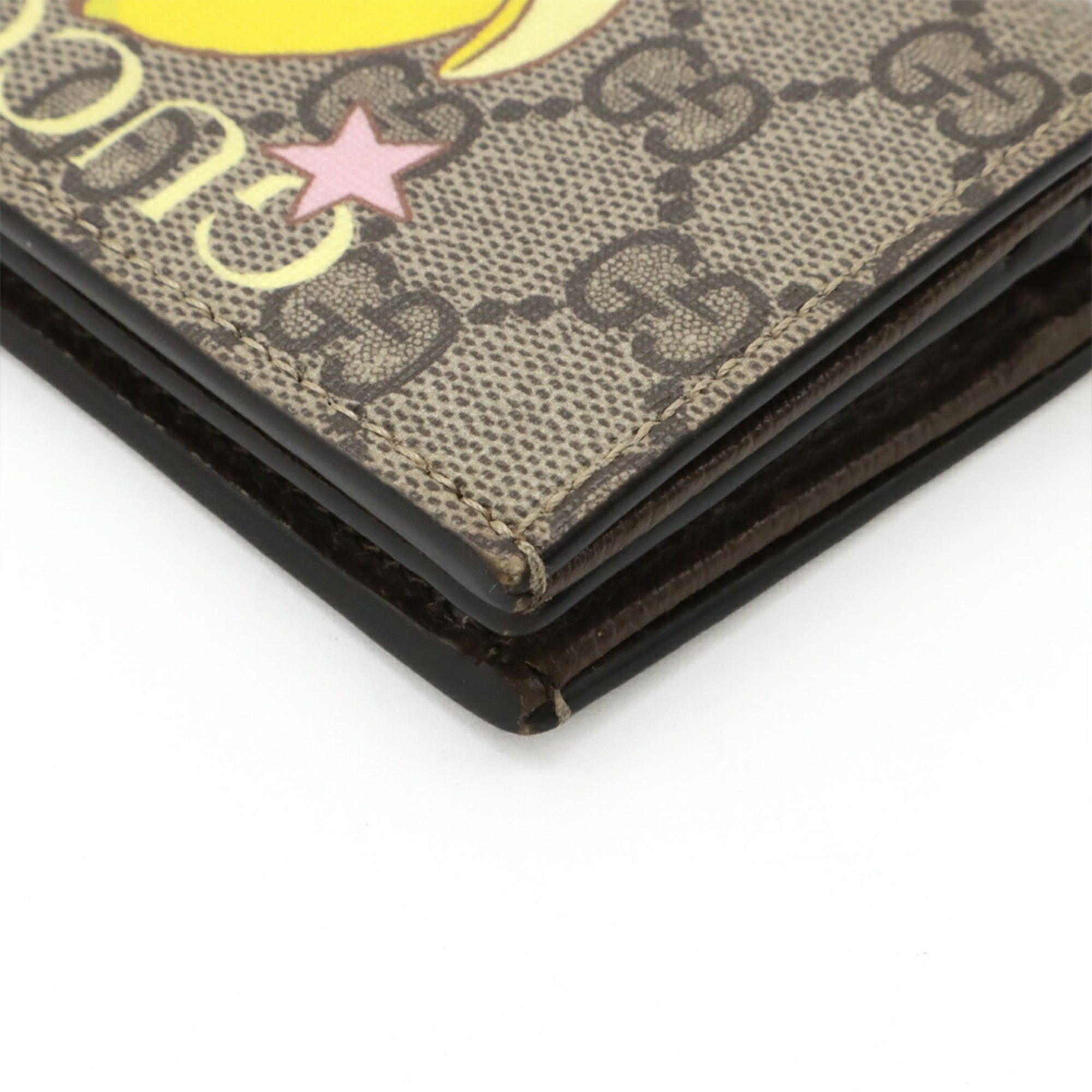 Gucci GUCCI GG Supreme Business Card Holder/Card Case Wallet, Compact Bi-fold Bananya Print, Beige/Yellow, 701009 Size ONE SIZE - 4 Thumbnail