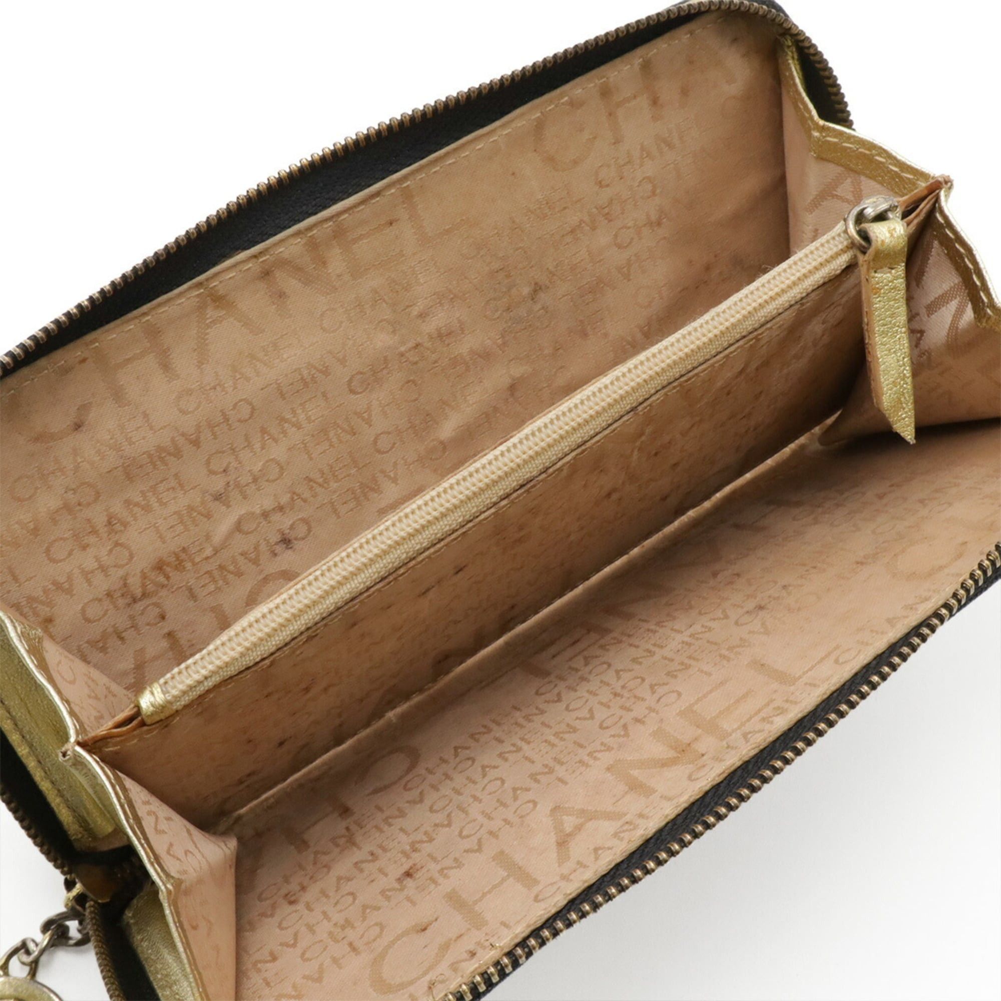 Chanel CHANEL Sparkling Denim Coco Mark Round Long Wallet, Metallic Leather, Indigo Gold Size ONE SIZE - 8 Thumbnail