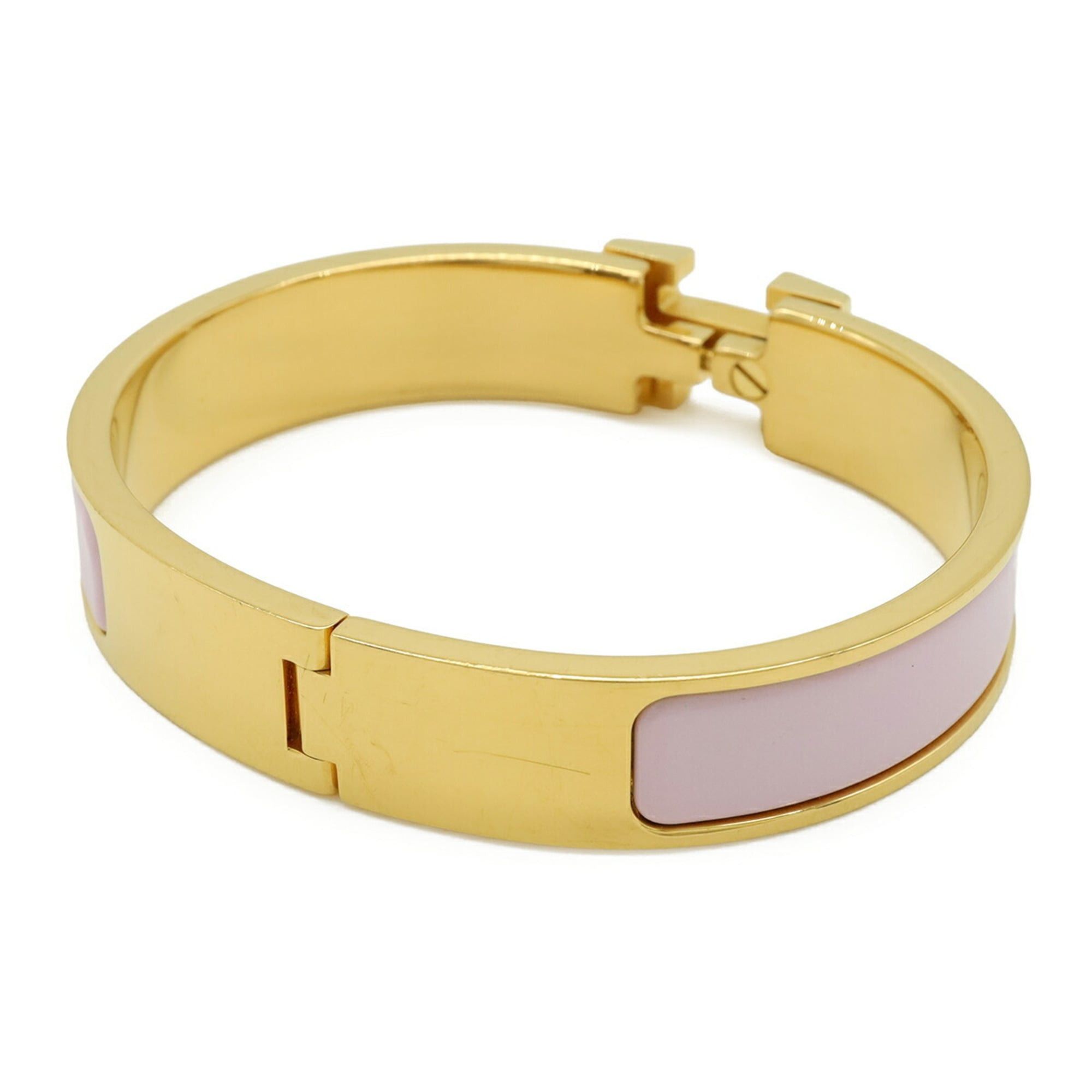 Hermes HERMES Clic H PM Enamel Bracelet Bangle GP Light Pink Size ONE SIZE - 4 Thumbnail