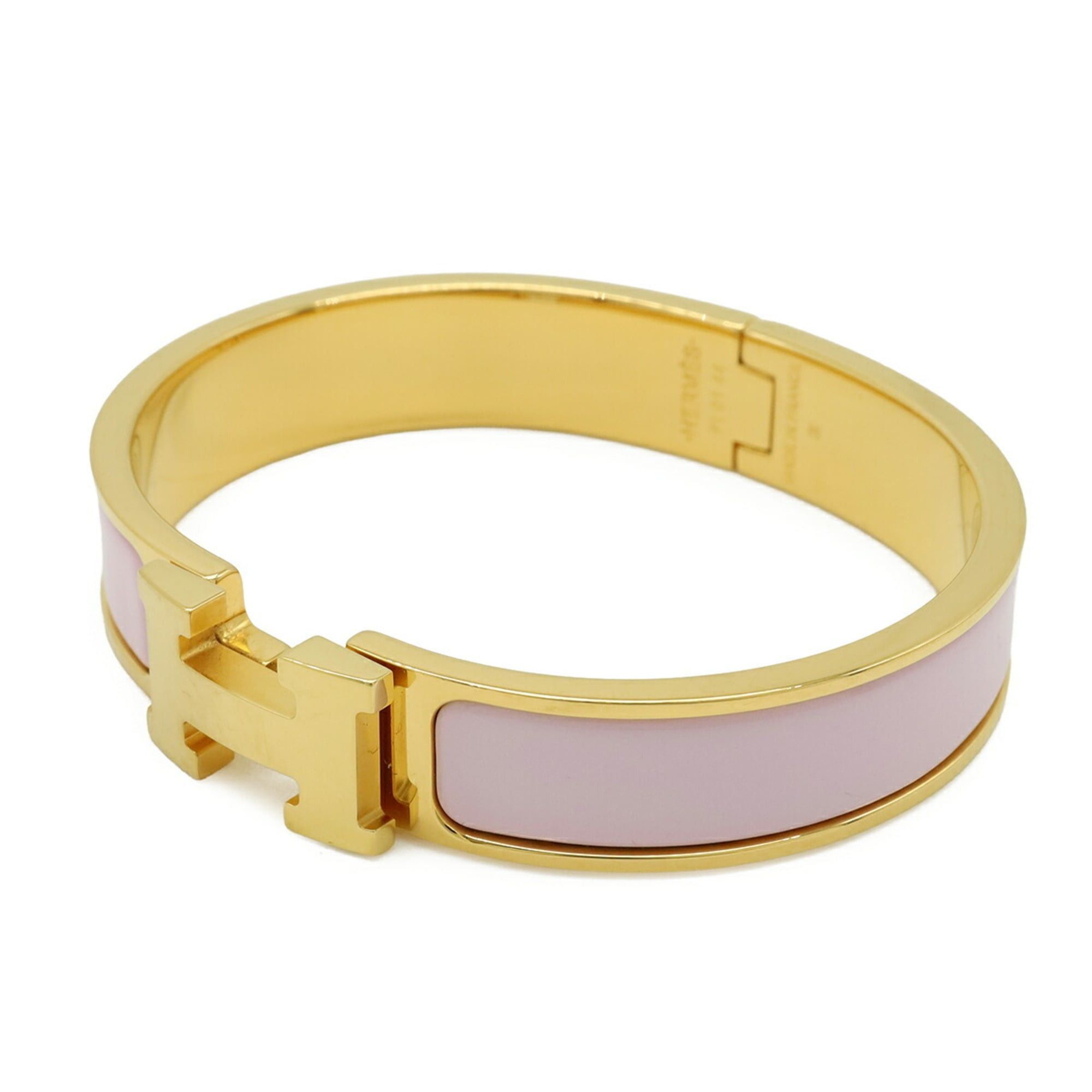 Hermes HERMES Clic H PM Enamel Bracelet Bangle GP Light Pink Size ONE SIZE - 3 Thumbnail