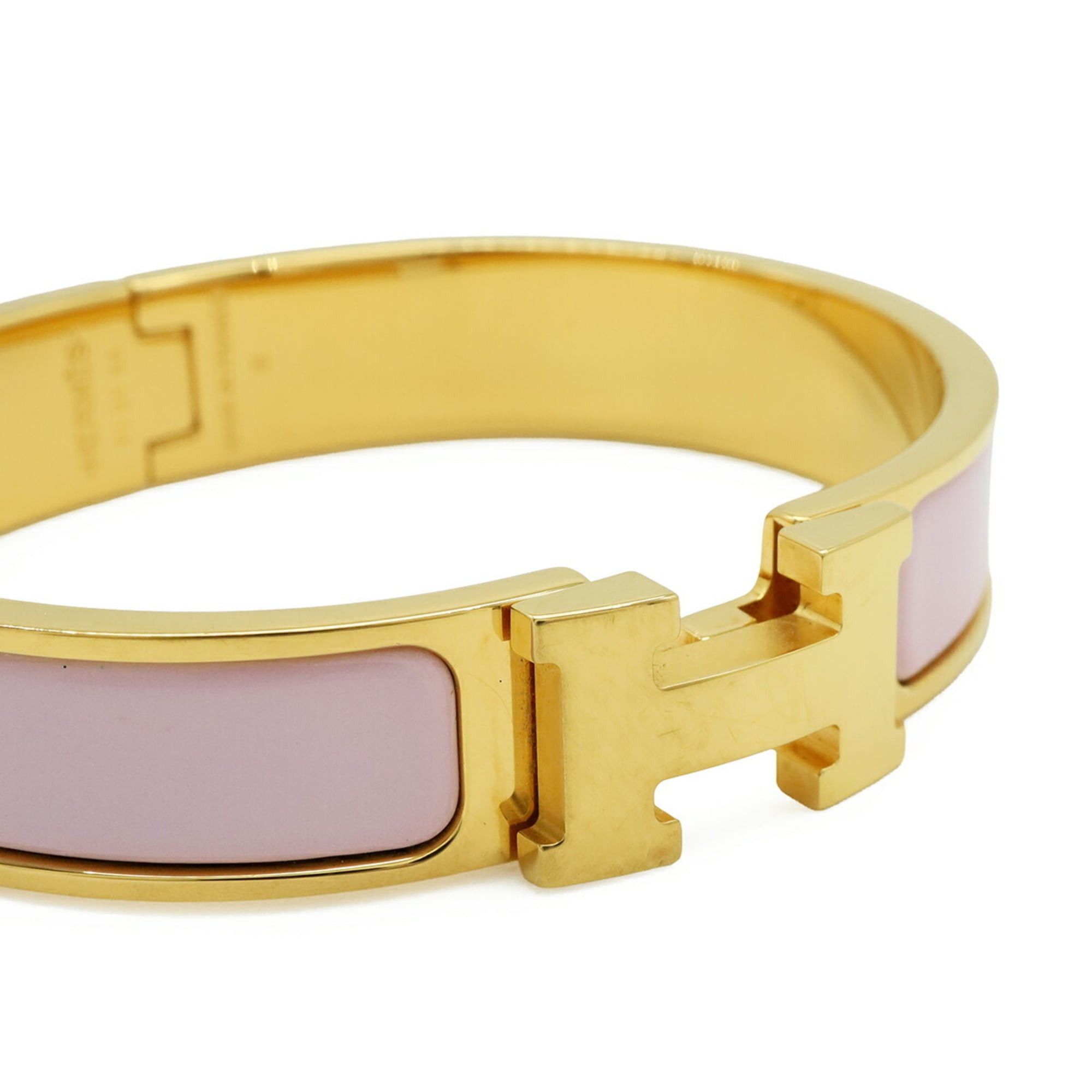 Hermes HERMES Clic H PM Enamel Bracelet Bangle GP Light Pink Size ONE SIZE - 5 Thumbnail