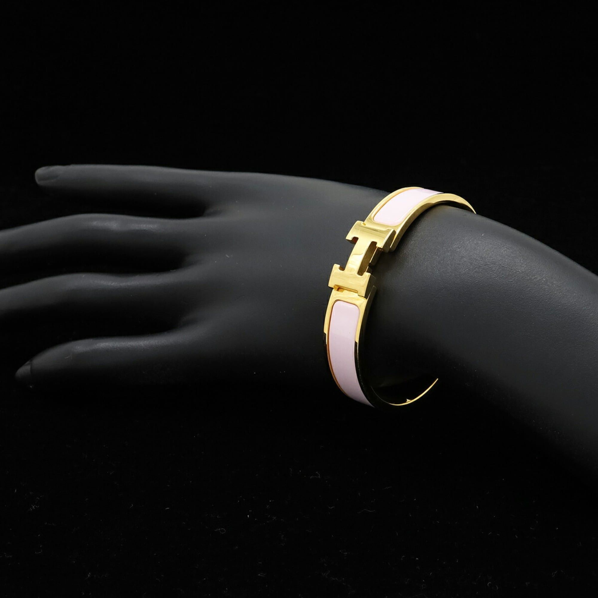 Hermes HERMES Clic H PM Enamel Bracelet Bangle GP Light Pink Size ONE SIZE - 8 Thumbnail