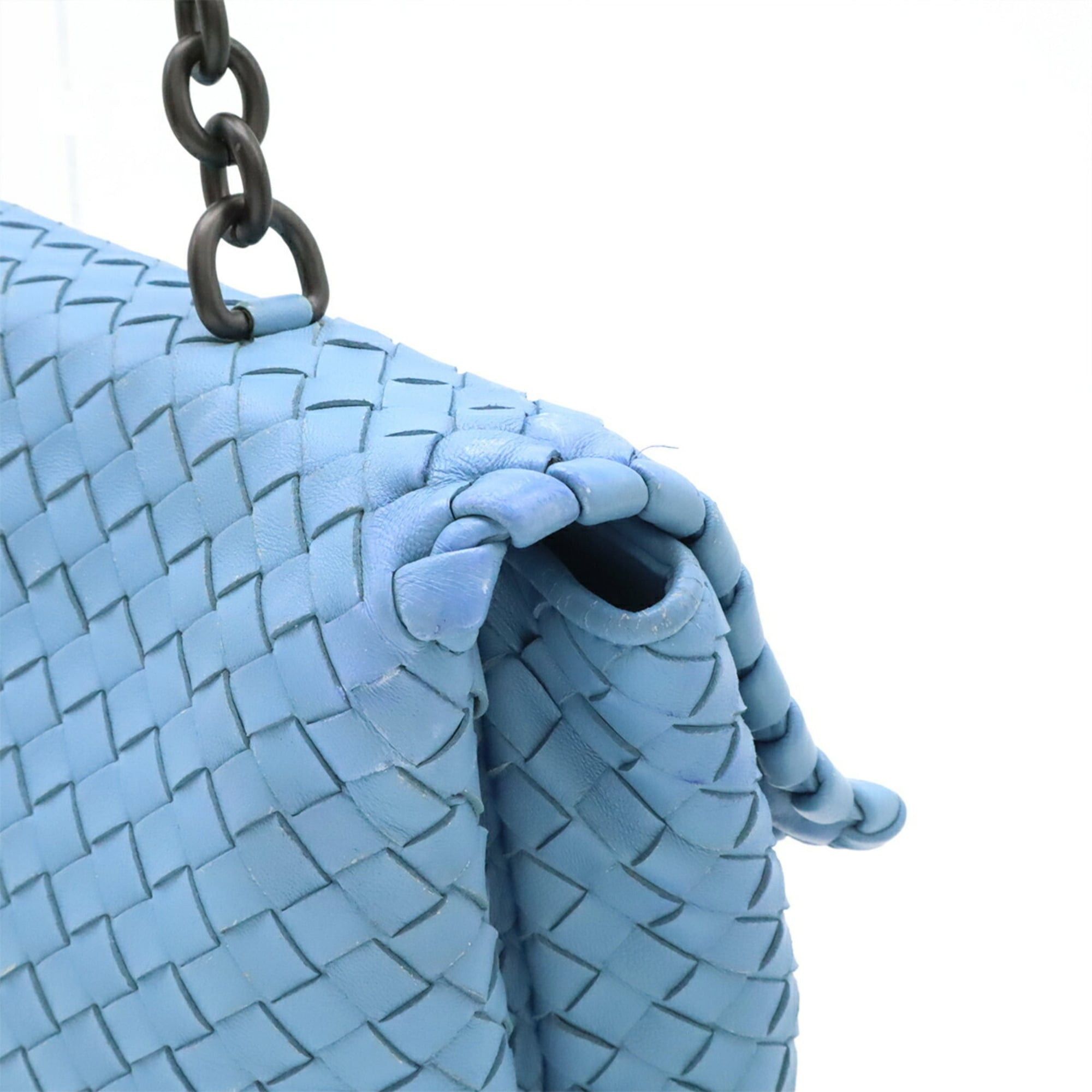 Bottega Veneta BOTTEGA VENETA Intrecciato Olympia Chain Shoulder Bag, Leather, Light Blue, 355724 Size ONE SIZE - 5 Thumbnail