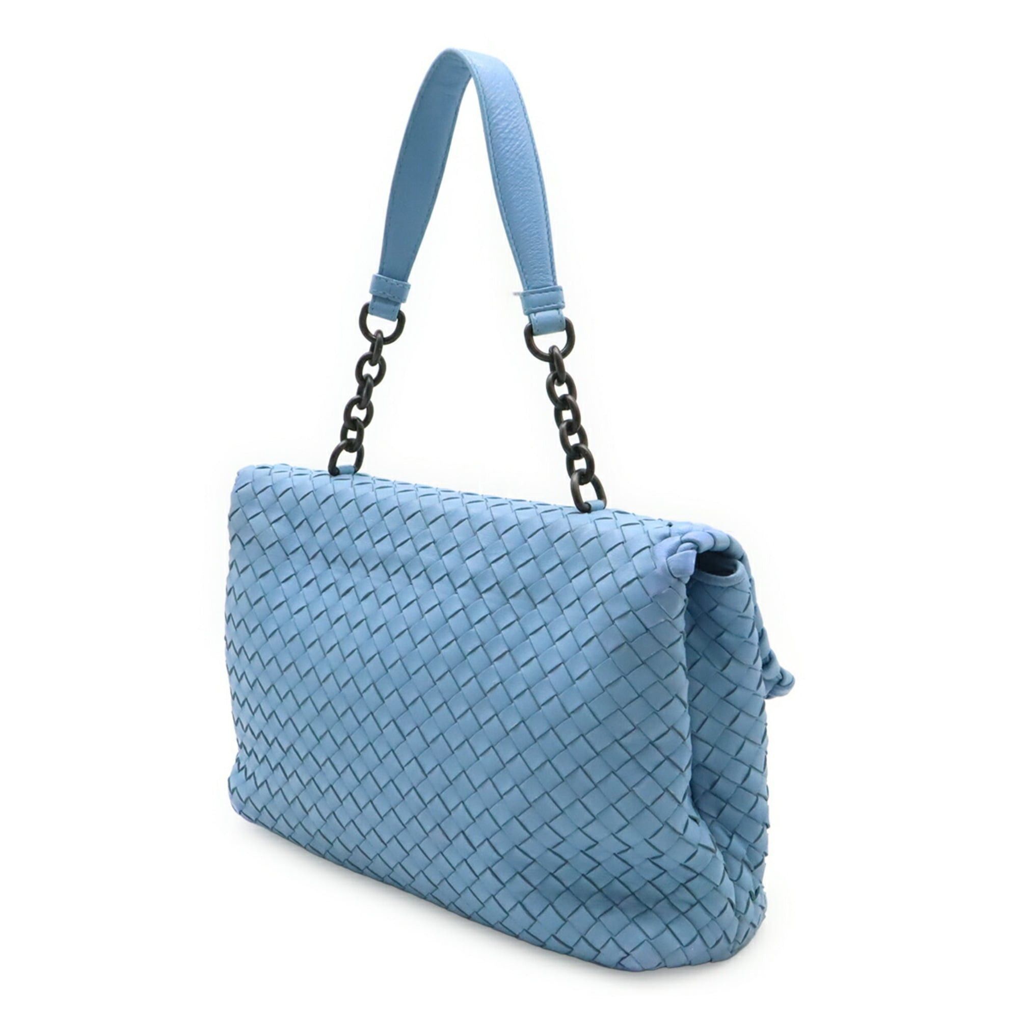 Bottega Veneta BOTTEGA VENETA Intrecciato Olympia Chain Shoulder Bag, Leather, Light Blue, 355724 Size ONE SIZE - 3 Thumbnail
