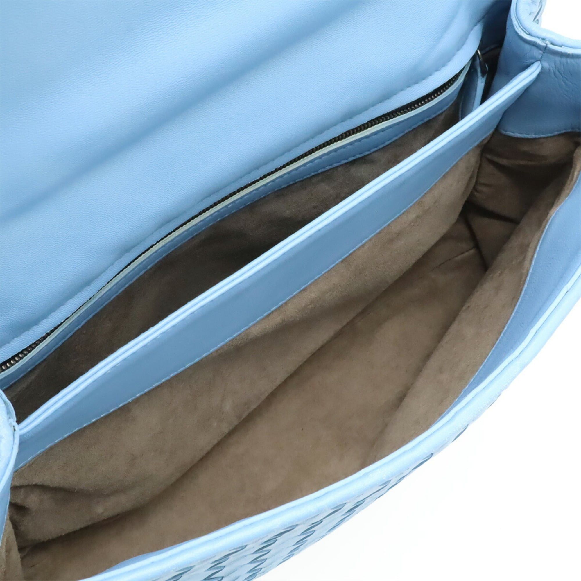 Bottega Veneta BOTTEGA VENETA Intrecciato Olympia Chain Shoulder Bag, Leather, Light Blue, 355724 Size ONE SIZE - 9 Thumbnail