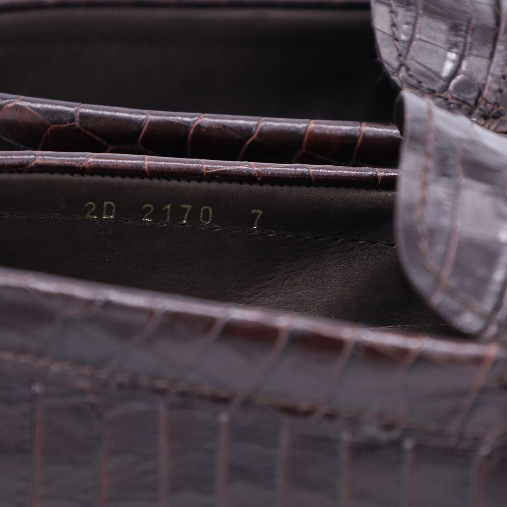 Prada Prada Crocodile Embossed Loafers in Brown Leather Size US 7 / EU 40 - 3 Thumbnail