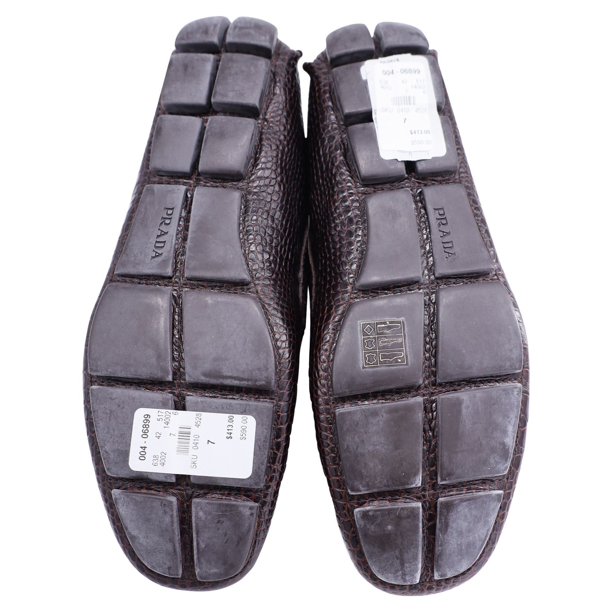 Prada Prada Crocodile Embossed Loafers in Brown Leather Size US 7 / EU 40 - 6 Thumbnail