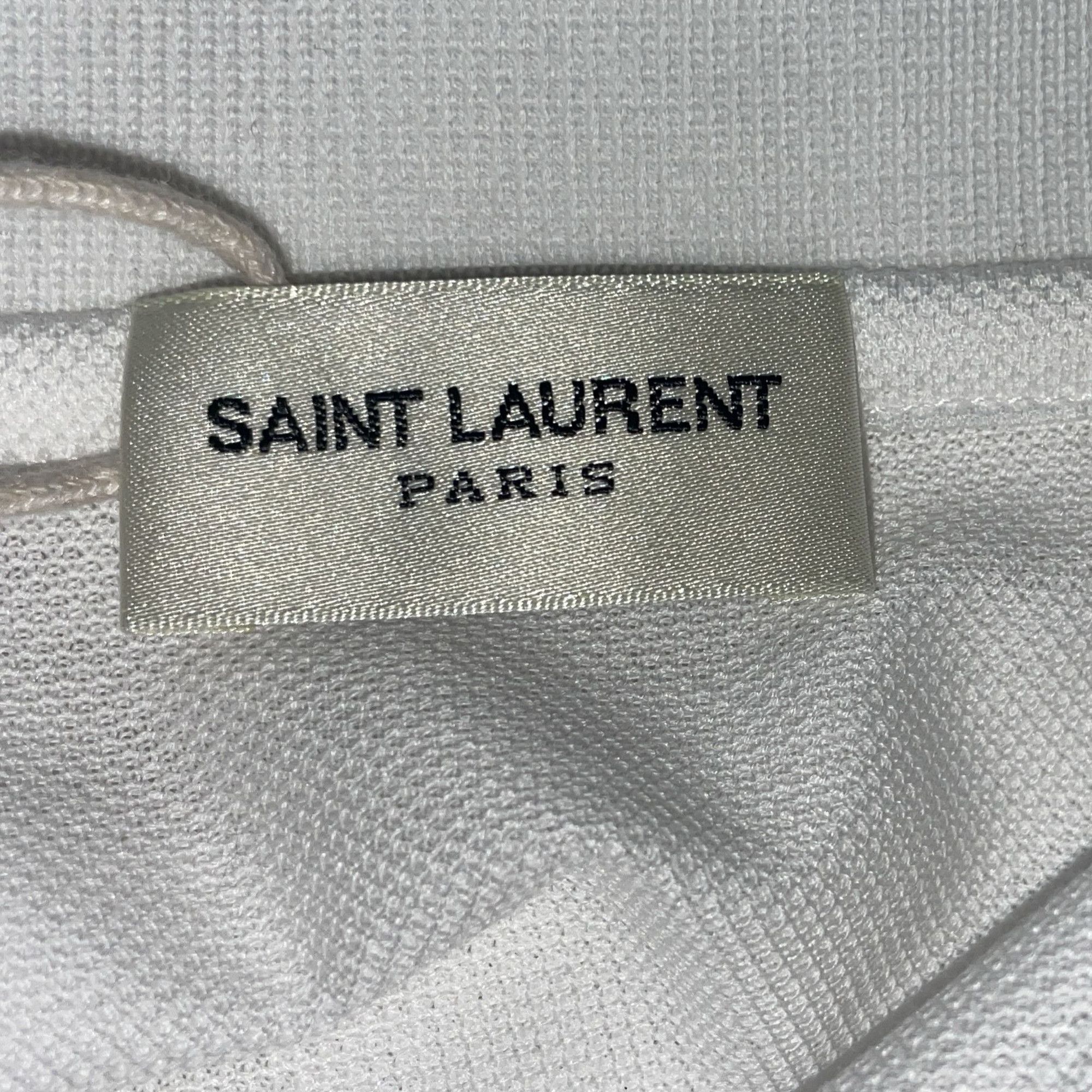 Saint Laurent Paris Saint Laurent Embroidered-Logo Polo Shirt in White Cotton Size US XS / EU 42 / 0 - 5 Thumbnail