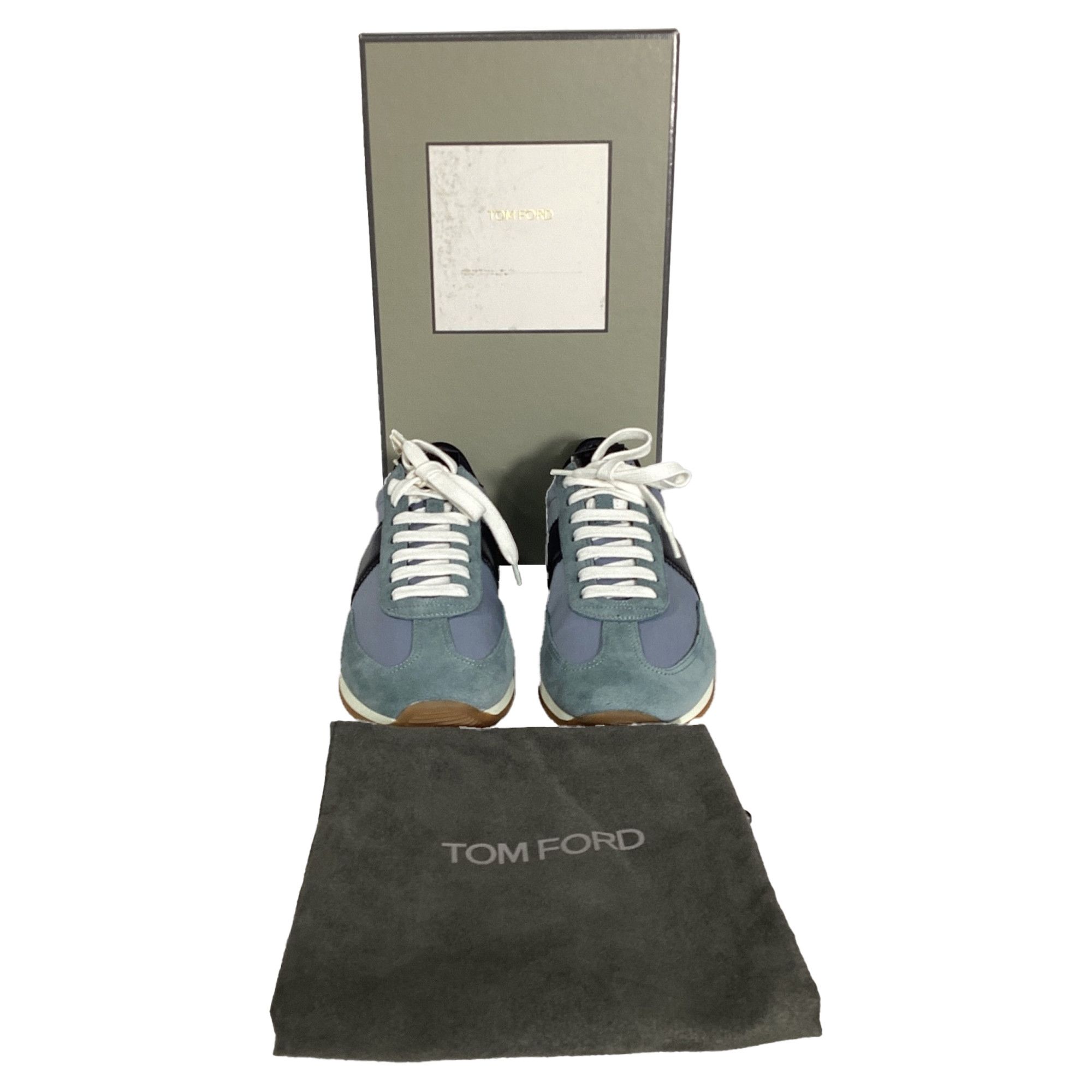 Tom Ford Tom Ford Lace-Up Low-Top Sneakers in Blue and Black Suede Size US 6.5 / EU 39-40 - 6 Thumbnail