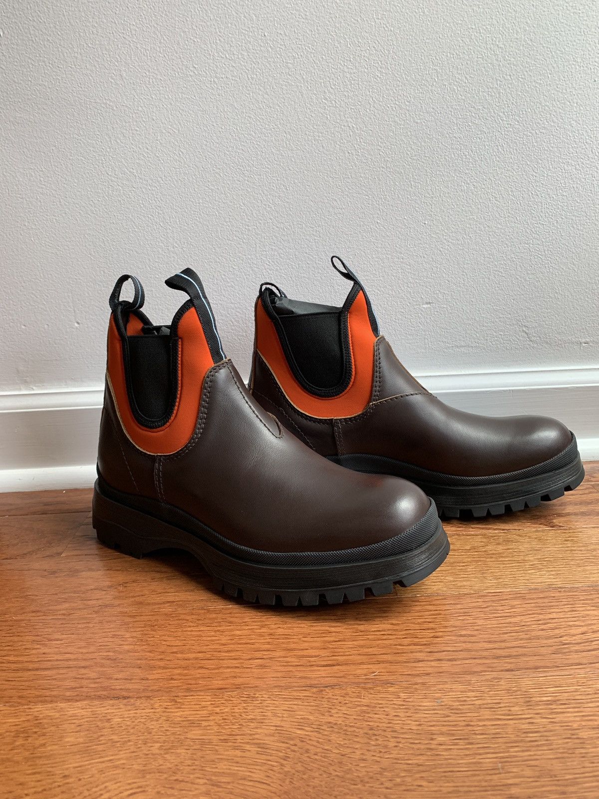 Prada orange and black boots hotsell