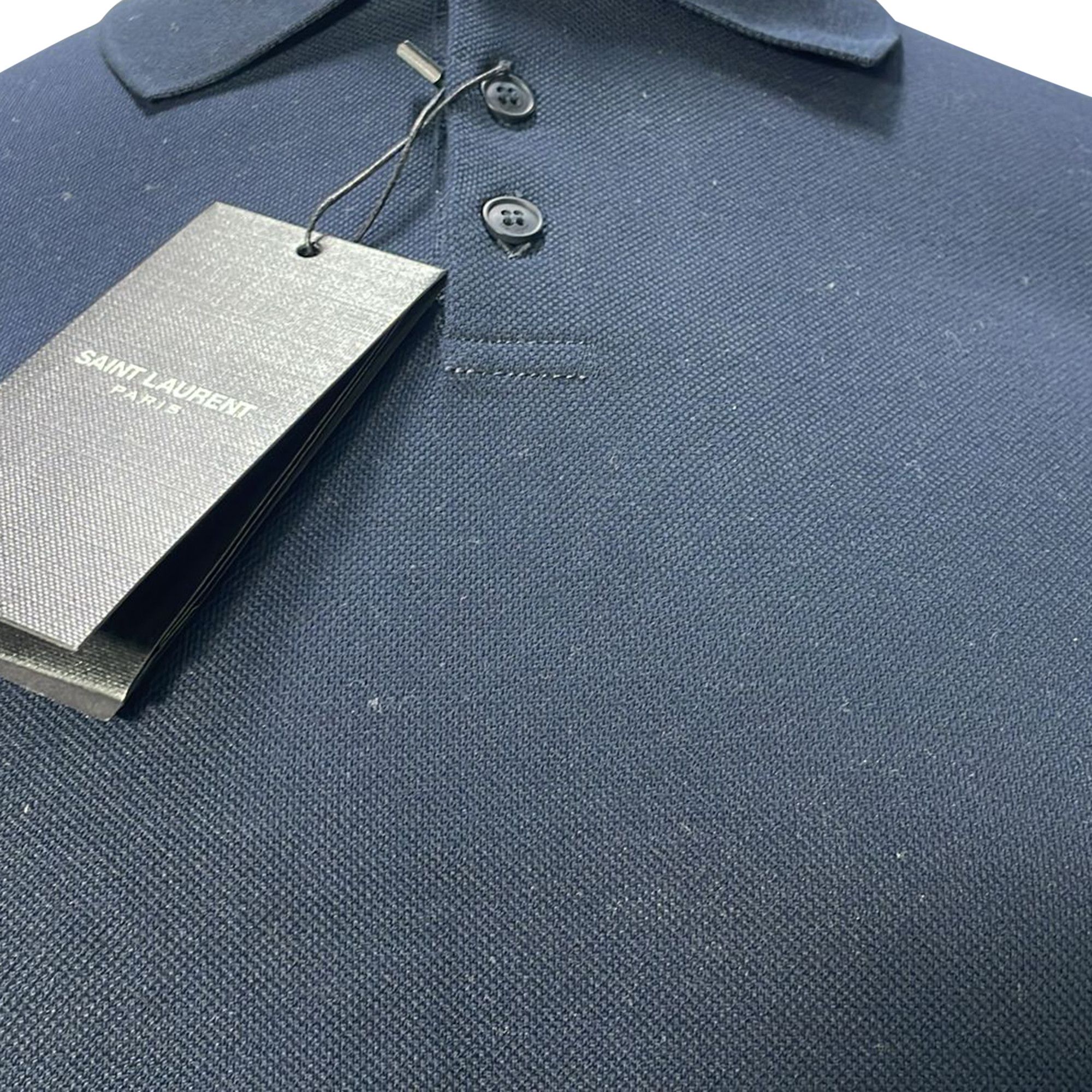 Saint Laurent Paris Saint Laurent Cassandre Embroidered-Logo Polo Shirt in Navy Size US XS / EU 42 / 0 - 2 Thumbnail