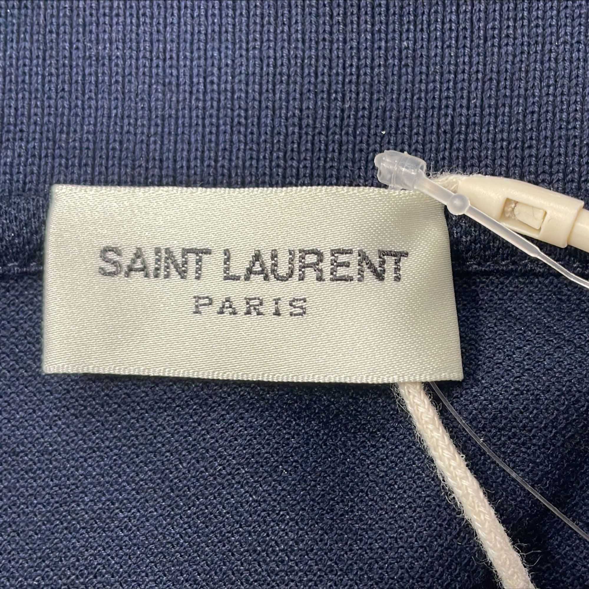 Saint Laurent Paris Saint Laurent Cassandre Embroidered-Logo Polo Shirt in Navy Size US XS / EU 42 / 0 - 5 Thumbnail