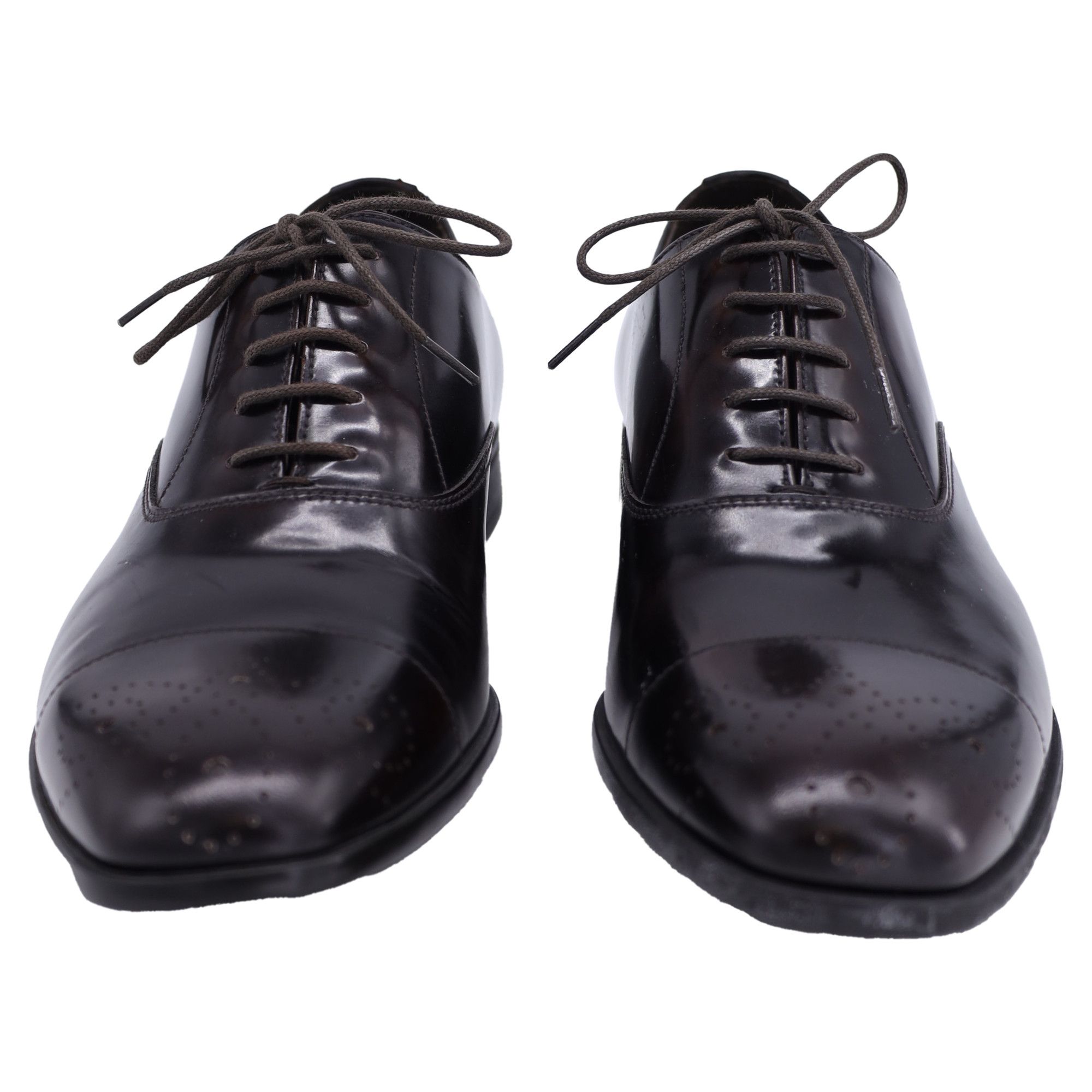 Prada Prada Lace Up Brushed Oxford Shoes in Brown Leather Size US 7.5 / EU 40-41 - 2 Thumbnail