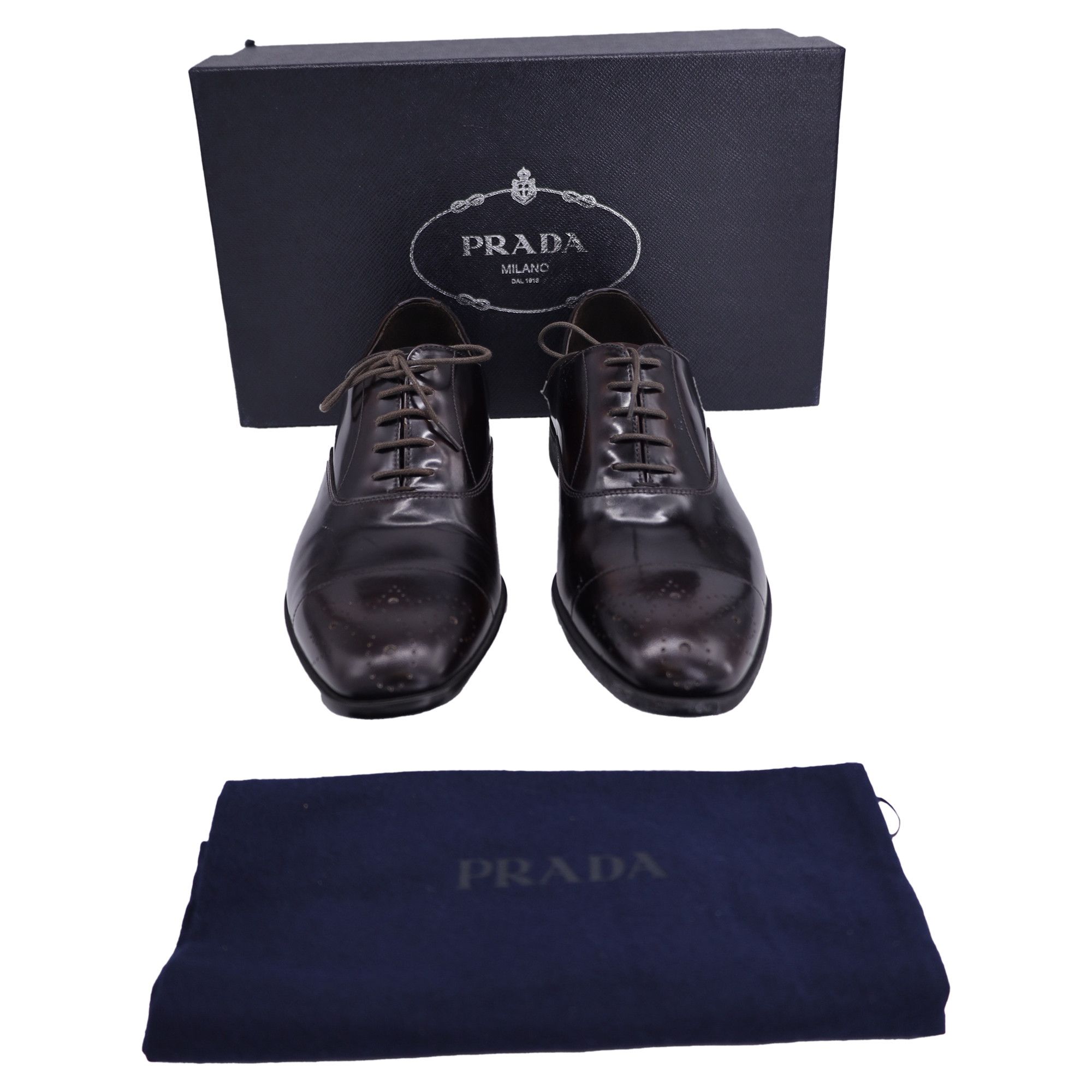 Prada Prada Lace Up Brushed Oxford Shoes in Brown Leather Size US 7.5 / EU 40-41 - 7 Thumbnail
