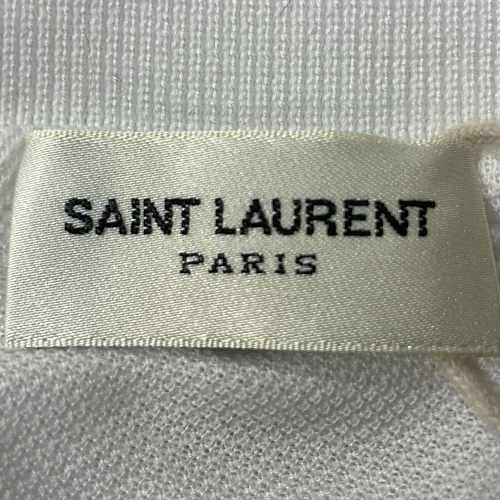 Saint Laurent Paris Saint Laurent Embroidered-Logo Polo Shirt in White Cotton Size US XS / EU 42 / 0 - 5 Thumbnail