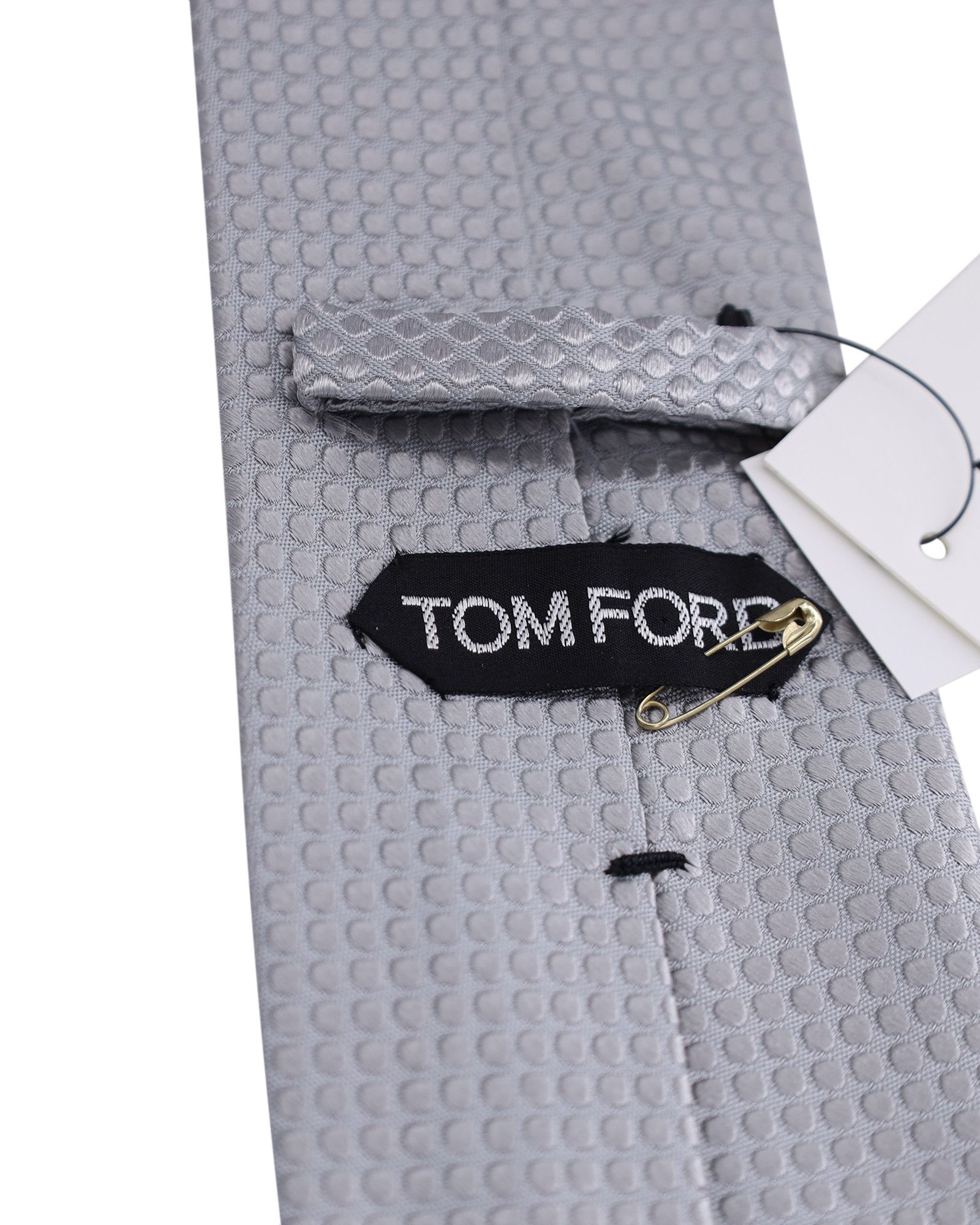 Tom Ford Tom Ford Patterned Necktie in Silver Silk Cotton Size ONE SIZE - 4 Thumbnail