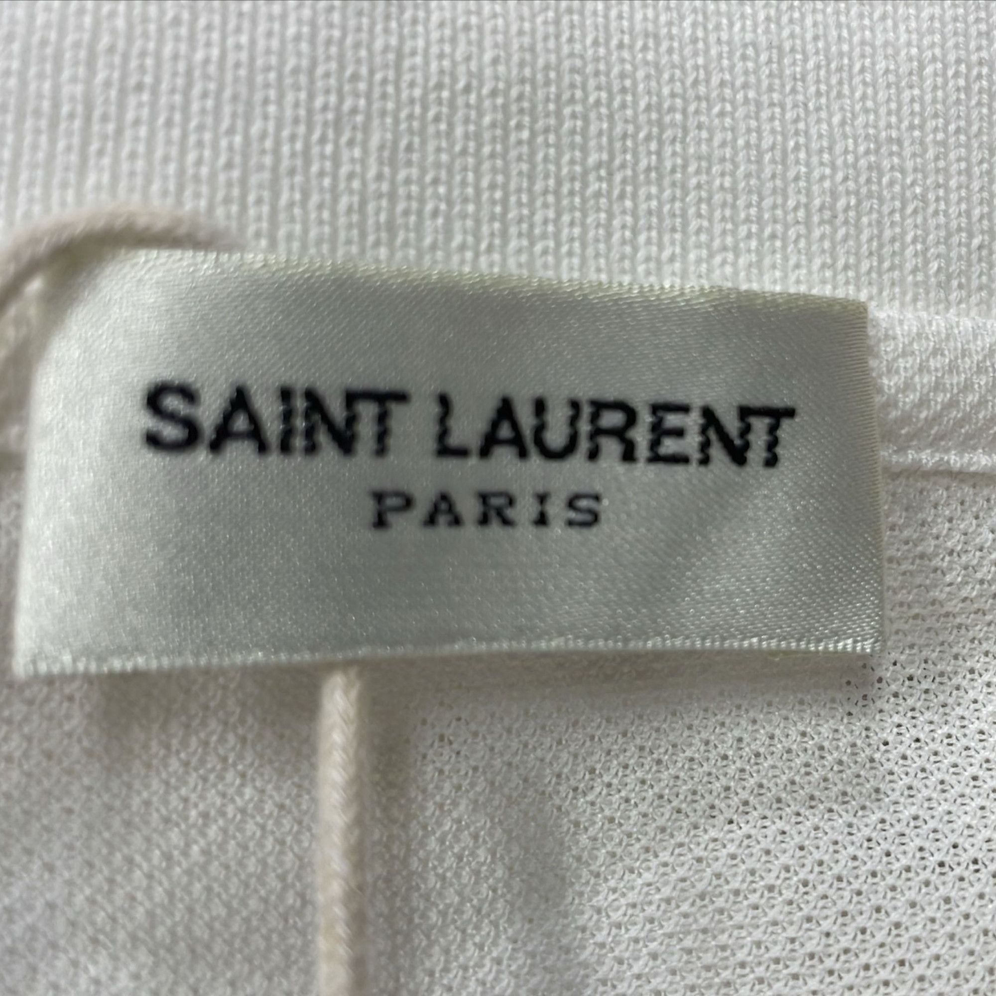 Saint Laurent Paris Saint Laurent Embroidered-Logo Polo Shirt in White Cotton Size US XS / EU 42 / 0 - 6 Thumbnail