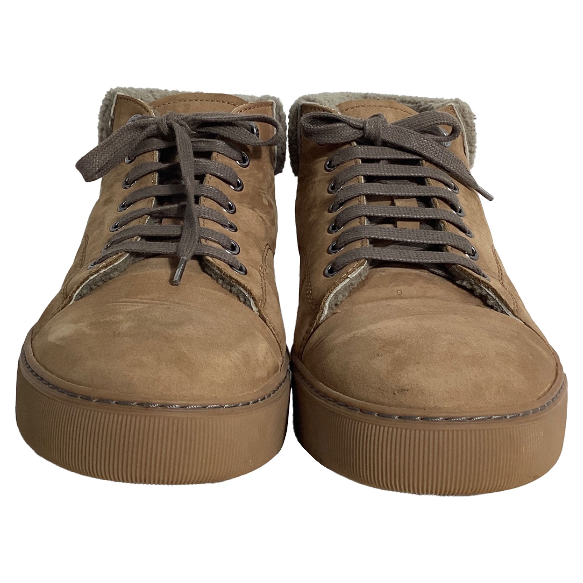 Lanvin Lanvin Nubuck Shear-Lined High-Top Sneakers in Brown Suede Size US 5.5 / EU 38 - 2 Thumbnail