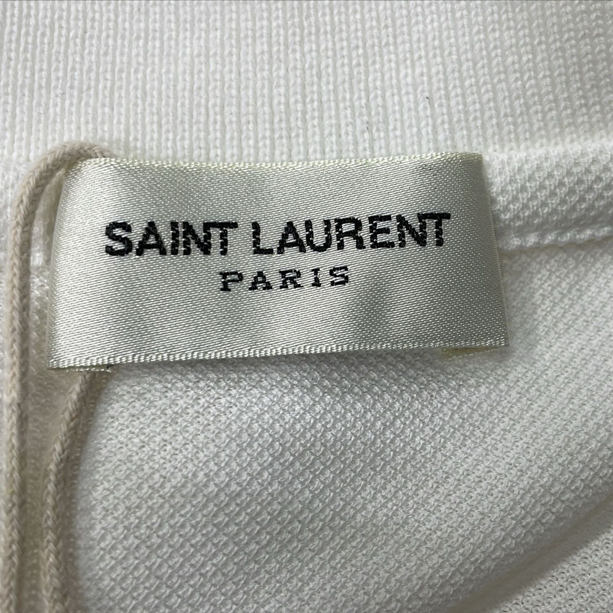 Saint Laurent Paris Saint Laurent Embroidered-Logo Polo Shirt in White Cotton Size US XS / EU 42 / 0 - 4 Thumbnail