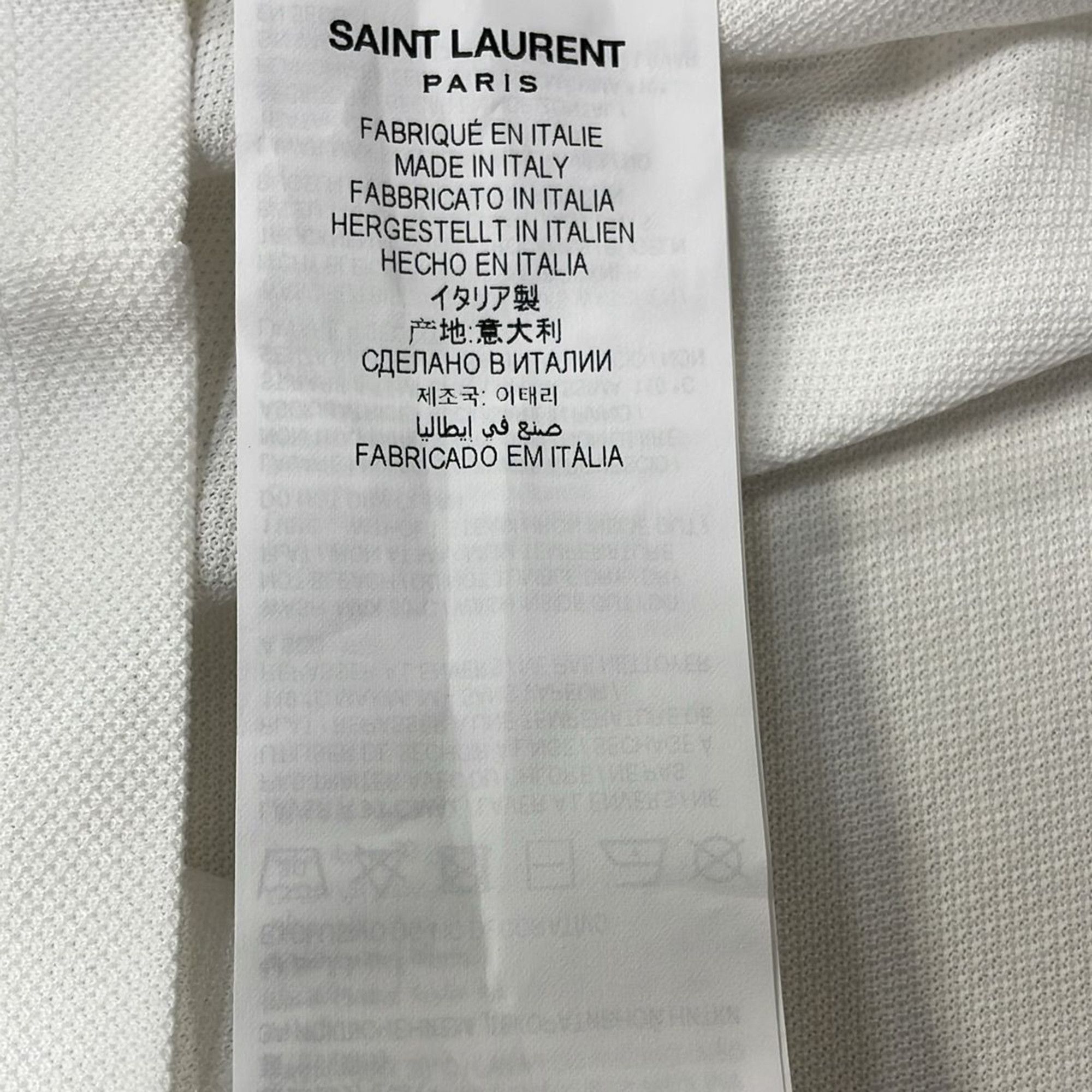 Saint Laurent Paris Saint Laurent Embroidered-Logo Polo Shirt in White Cotton Size US XS / EU 42 / 0 - 5 Thumbnail