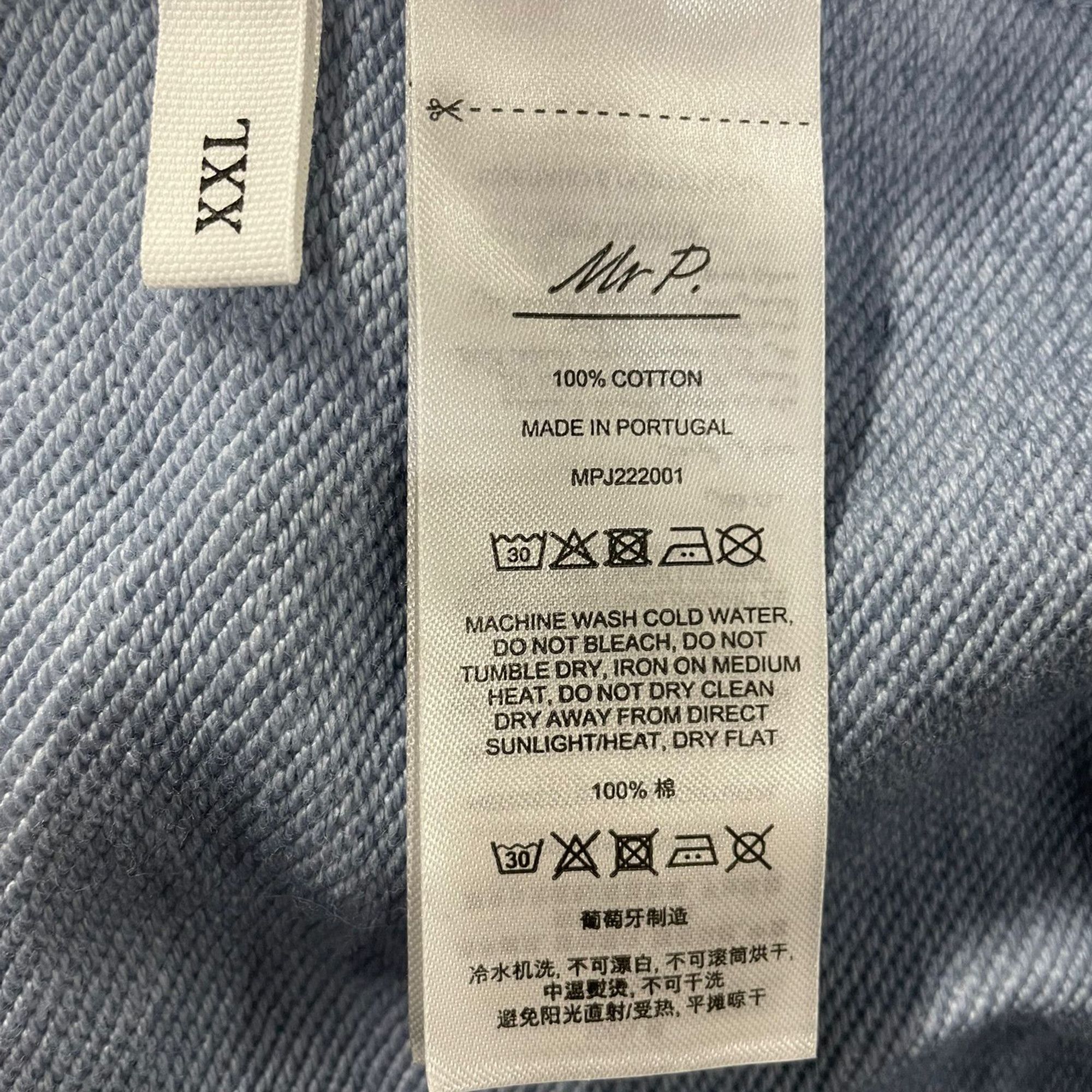 Mr P. Mr. P Cold-Dyed Hoodie in Blue Cotton Size US XXL / EU 58 / 5 - 6 Thumbnail