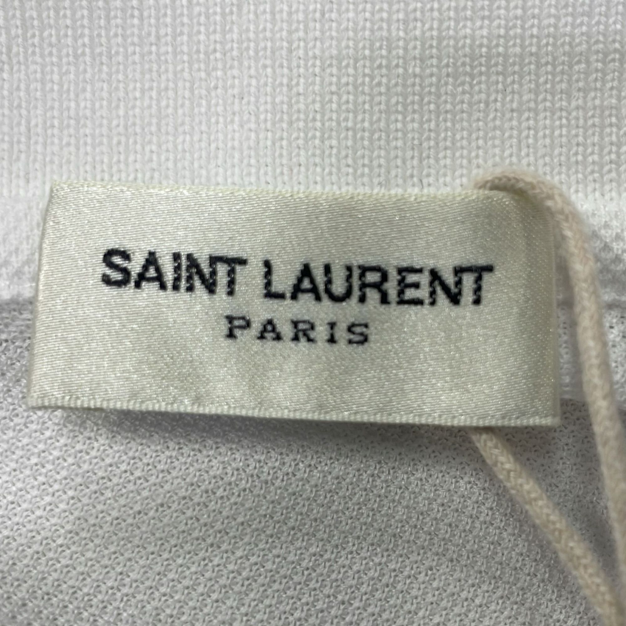 Saint Laurent Paris Saint Laurent Embroidered-Logo Polo Shirt in White Cotton Size US XS / EU 42 / 0 - 5 Thumbnail