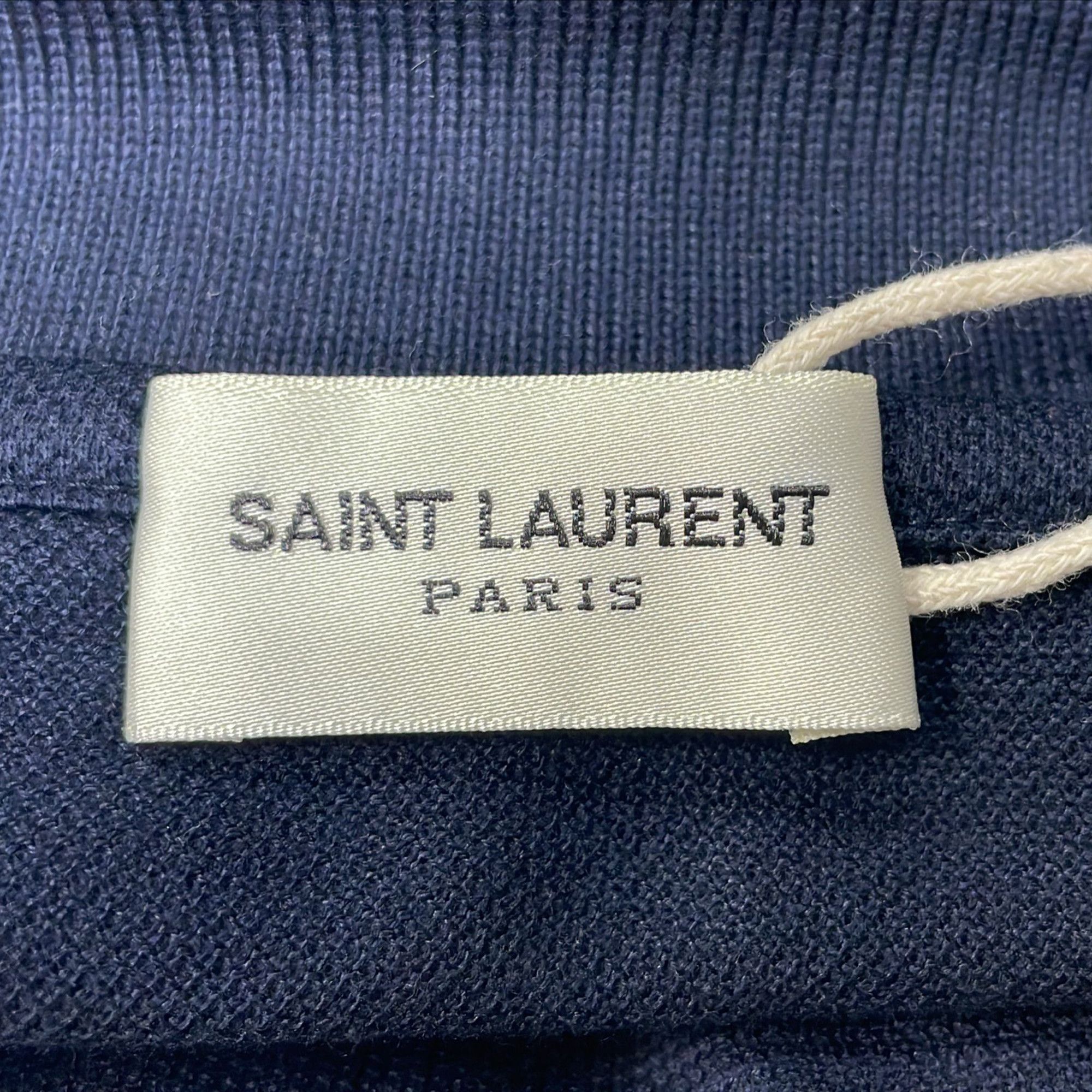 Saint Laurent Paris Saint Laurent Cassandre Embroidered-Logo Polo Shirt in Navy Size US XS / EU 42 / 0 - 5 Thumbnail