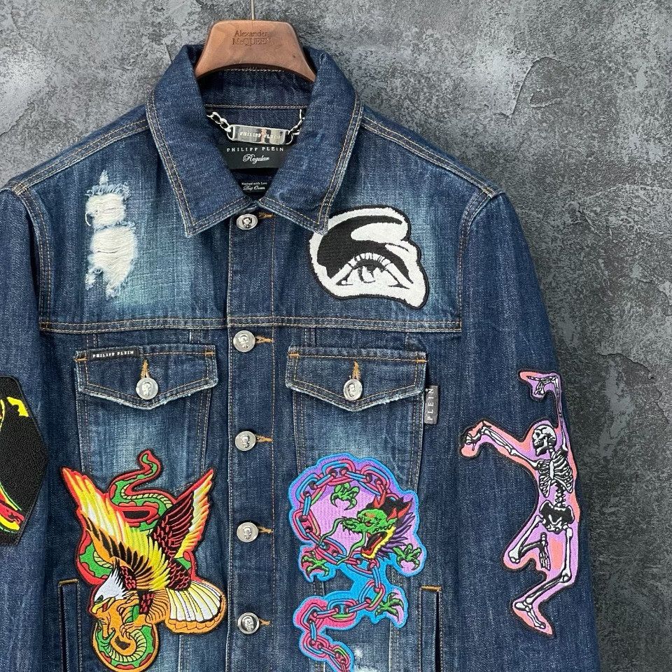 Philipp Plein Philipp Plein Denim Embroidered Light Jacket m Men Size US M / EU 48-50 / 2 - 3 Thumbnail