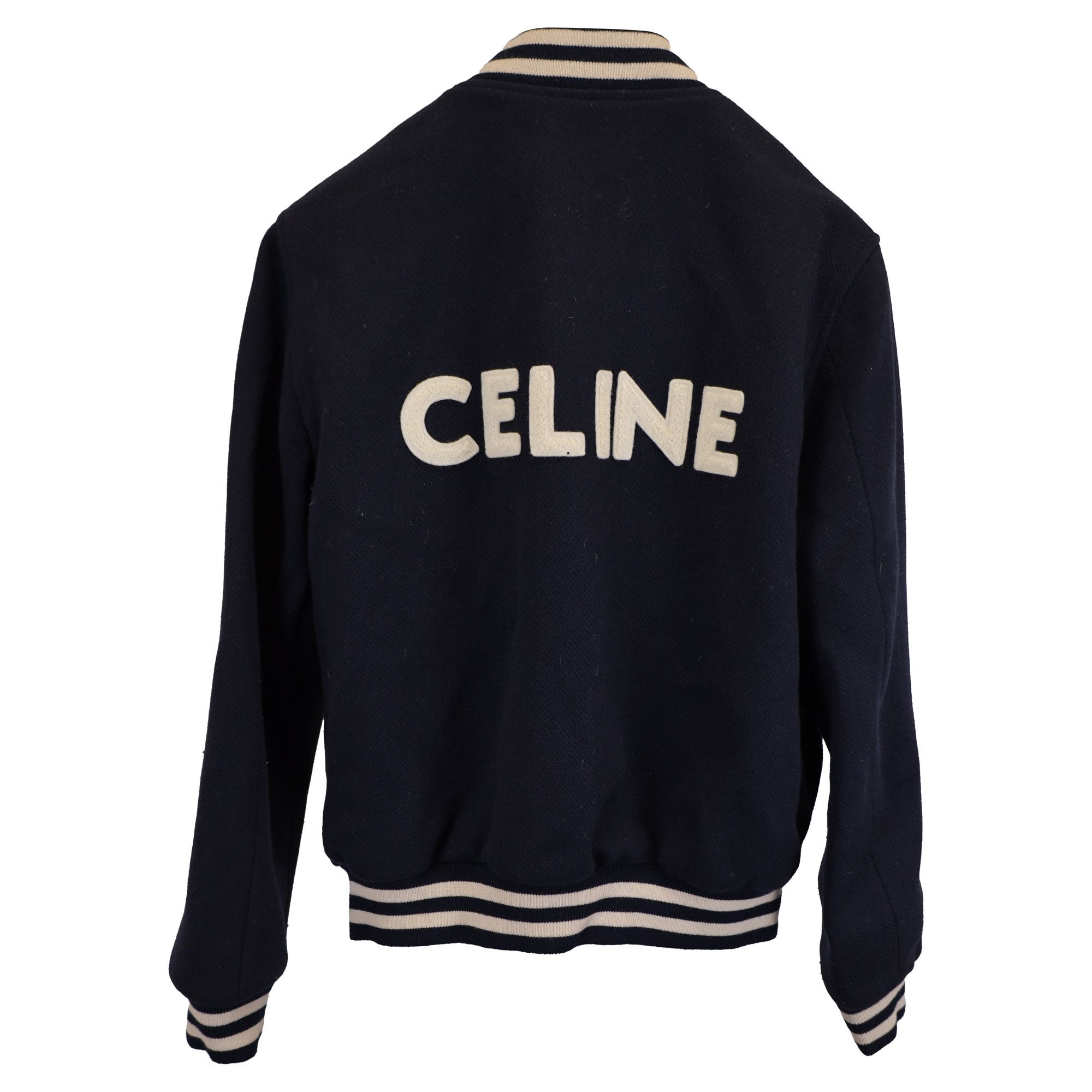 Celine Celine Varsity Varsity Collegiate Bomber Jacket in Navy Blue Size US S / EU 44-46 / 1 - 3 Thumbnail