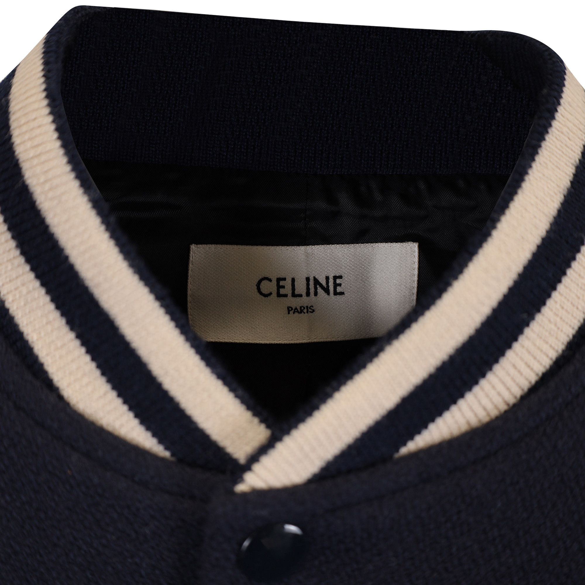 Celine Celine Varsity Varsity Collegiate Bomber Jacket in Navy Blue Size US S / EU 44-46 / 1 - 2 Thumbnail