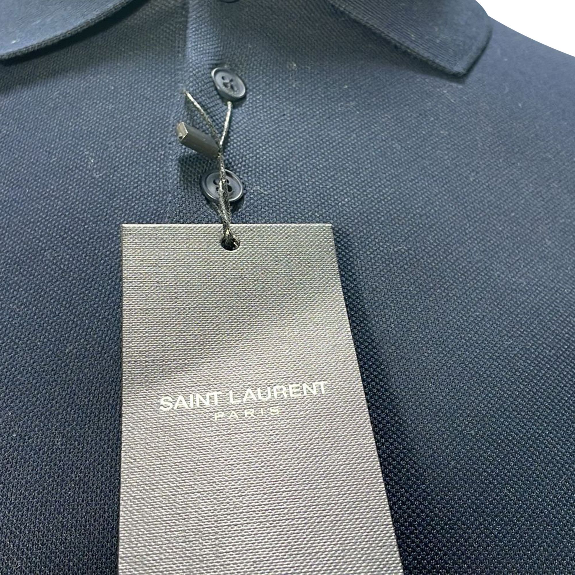 Saint Laurent Paris Saint Laurent Cassandre Embroidered-Logo Polo Shirt in Navy Size US XS / EU 42 / 0 - 7 Thumbnail