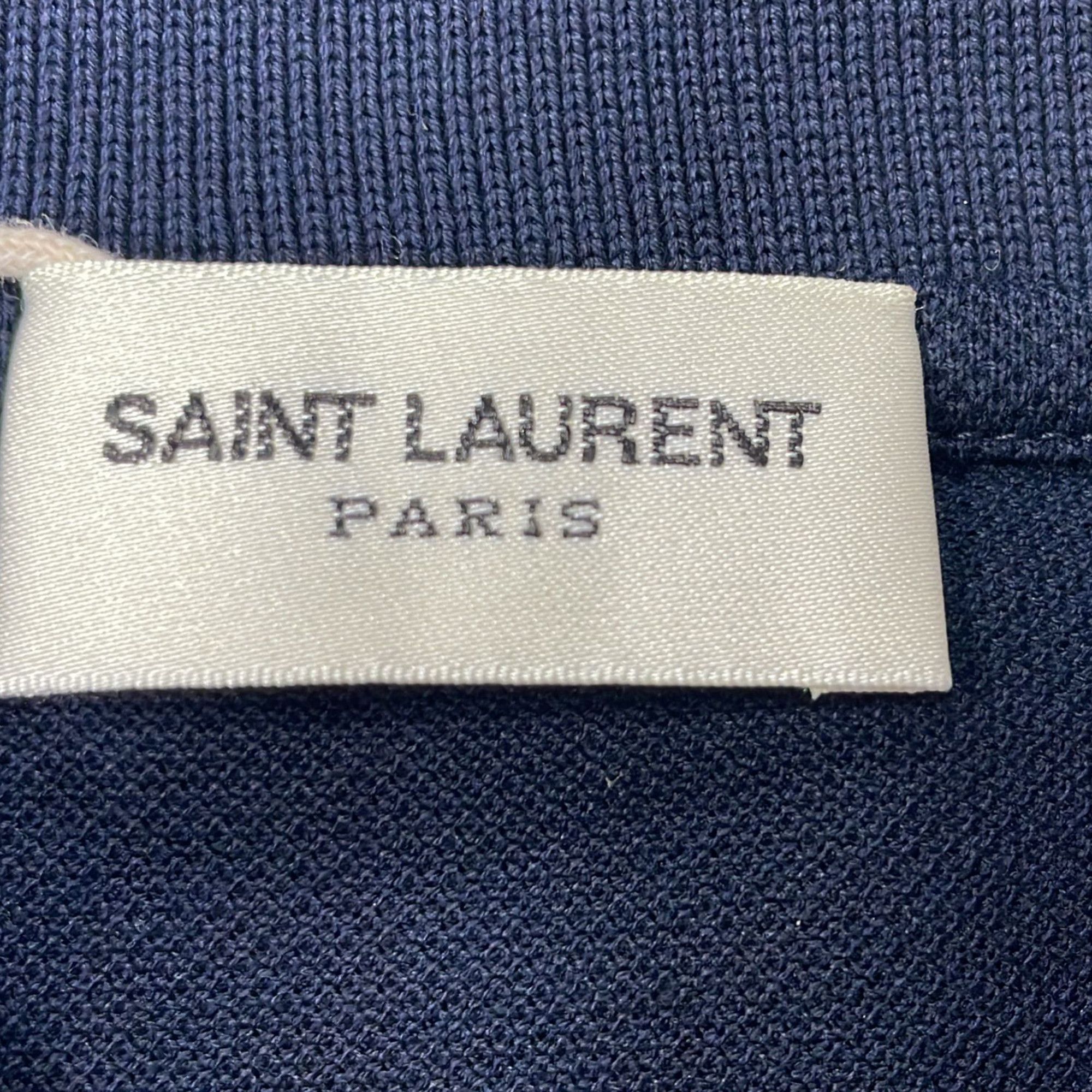 Saint Laurent Paris Saint Laurent Cassandre Embroidered-Logo Polo Shirt in Navy Size US XS / EU 42 / 0 - 4 Thumbnail
