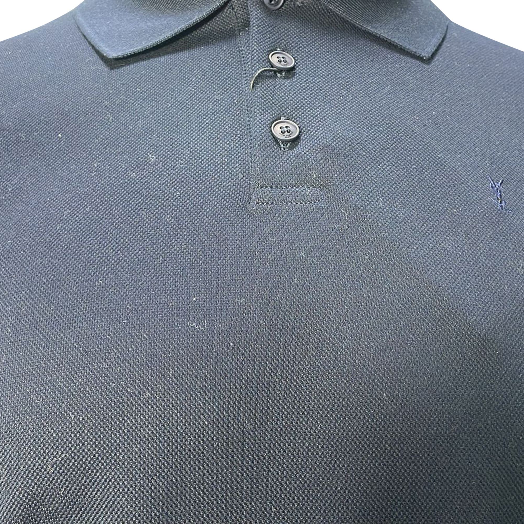 Saint Laurent Paris Saint Laurent Cassandre Embroidered-Logo Polo Shirt in Navy Size US XS / EU 42 / 0 - 2 Thumbnail