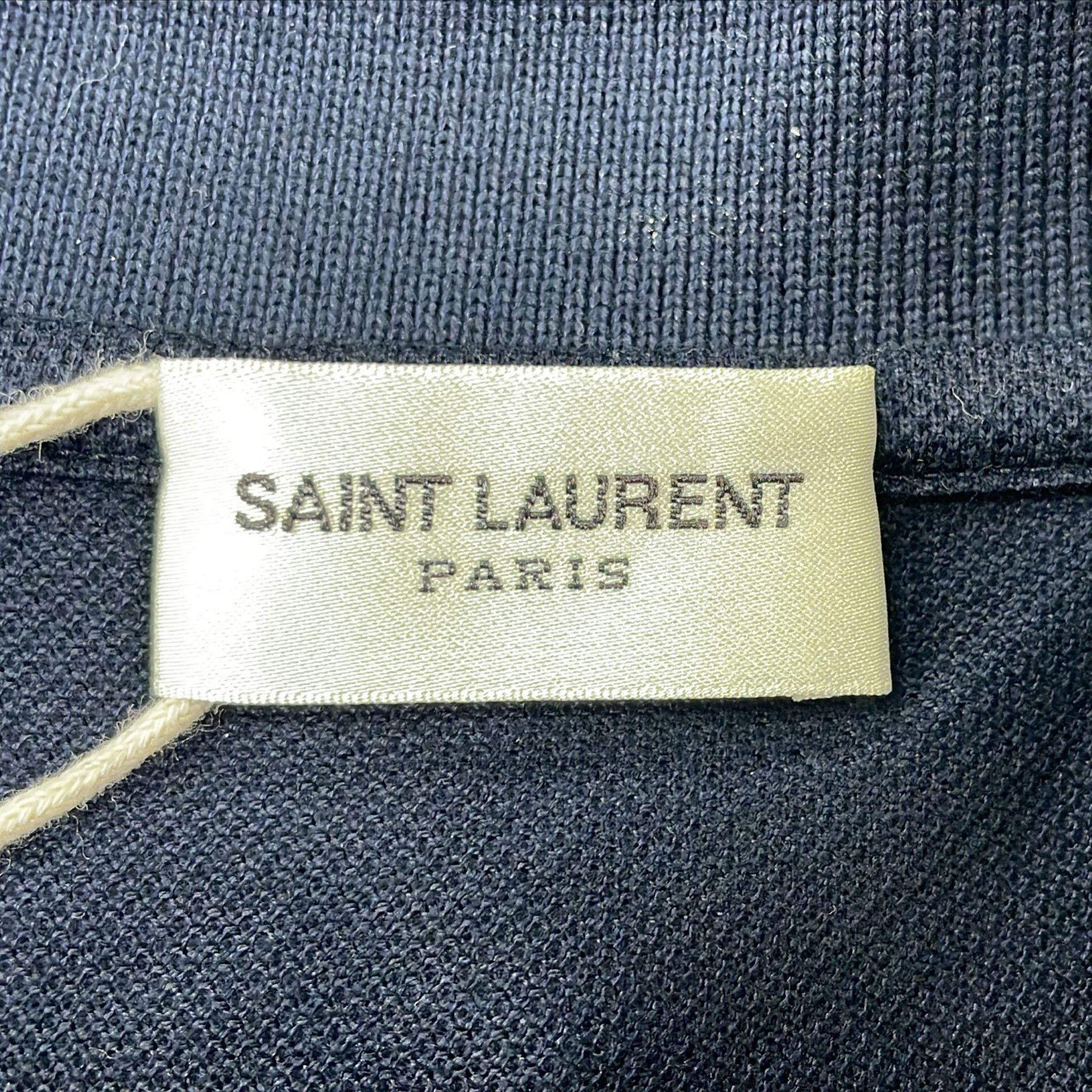 Saint Laurent Paris Saint Laurent Cassandre Embroidered-Logo Polo Shirt in Navy Size US XS / EU 42 / 0 - 5 Thumbnail