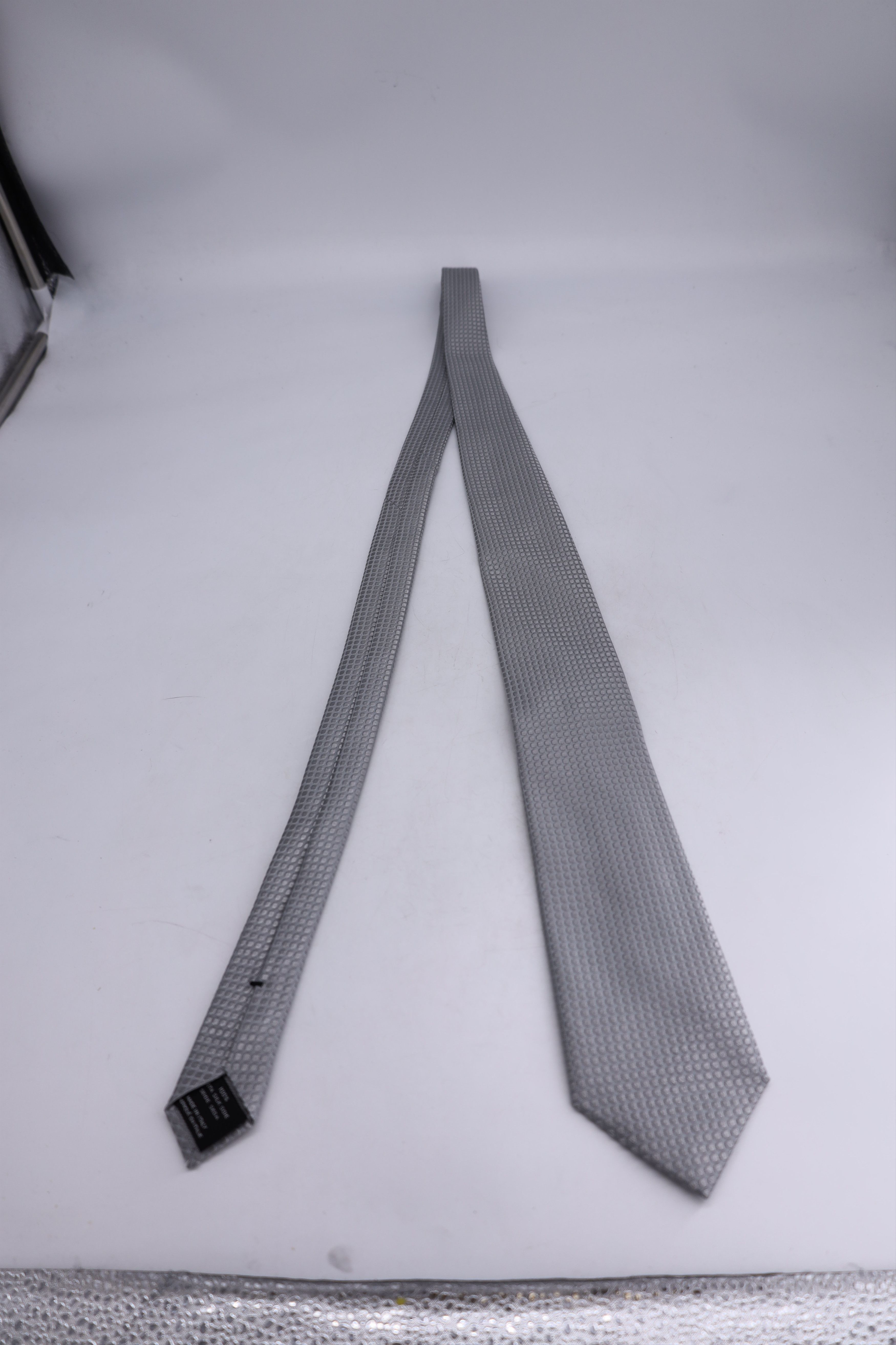 Tom Ford Tom Ford Micro Dotted Necktie in Grey Silk Cotton Size ONE SIZE - 4 Thumbnail