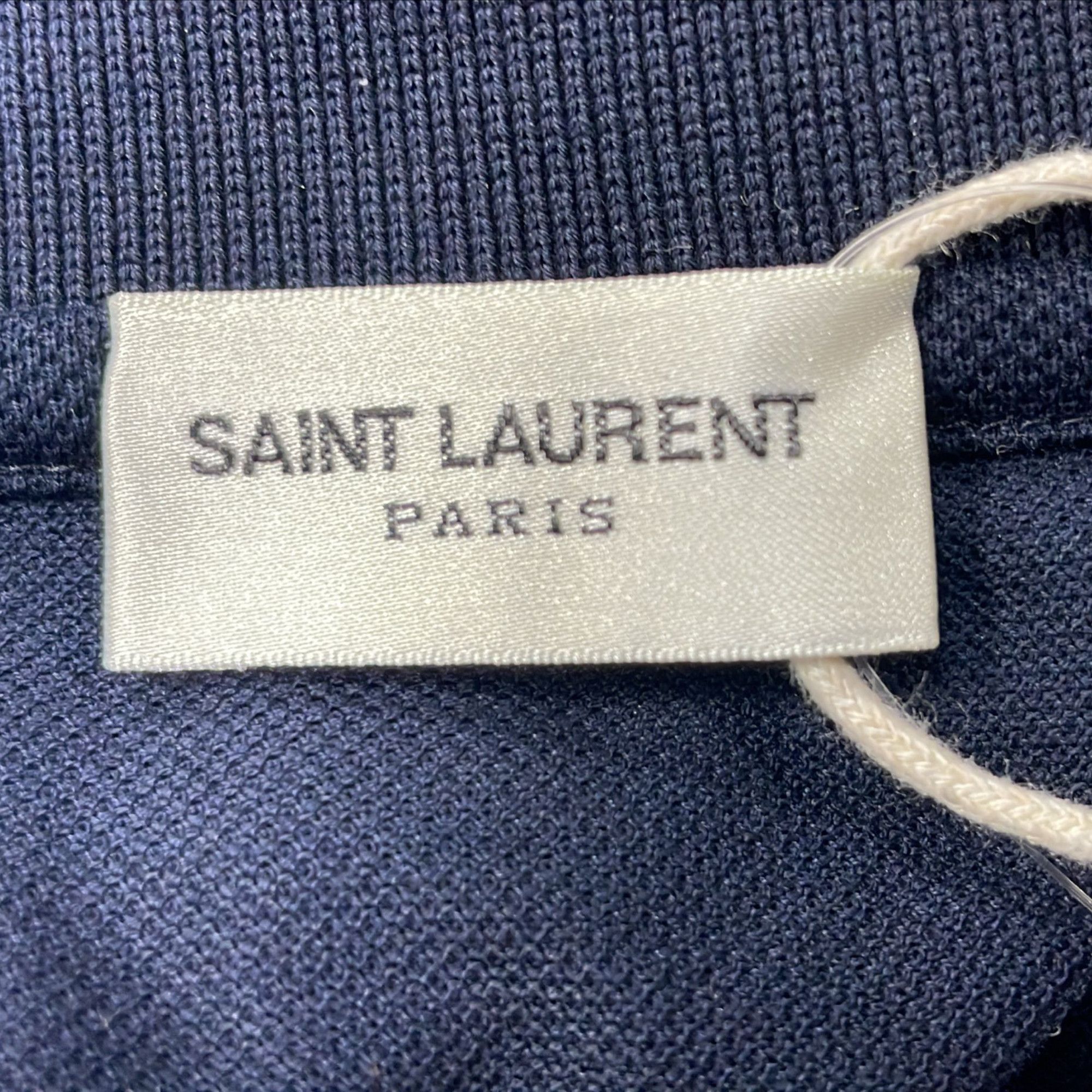 Saint Laurent Paris Saint Laurent Cassandre Embroidered-Logo Polo Shirt in Navy Size US XS / EU 42 / 0 - 5 Thumbnail