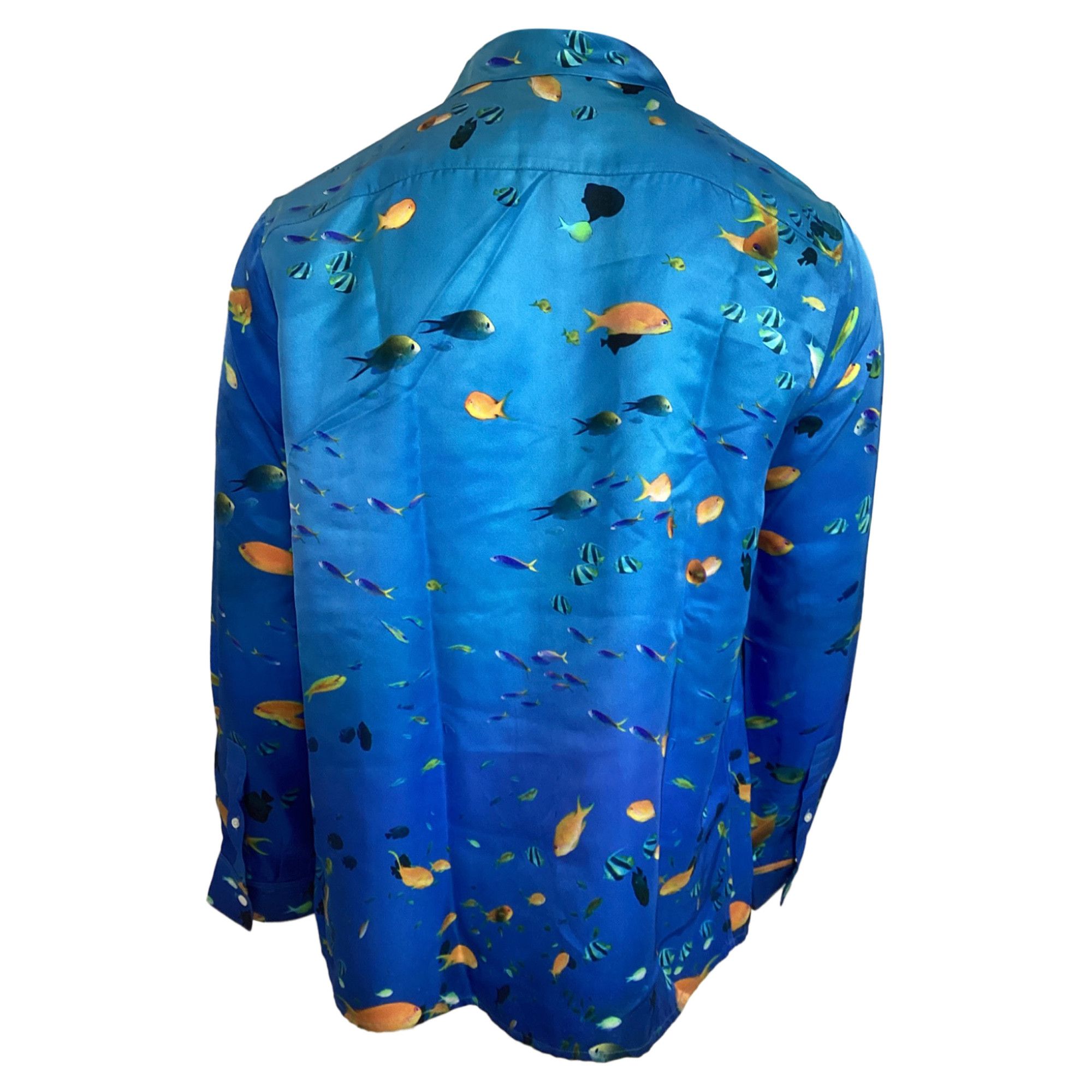 Loewe Loewe Printed Convertible-Collar Shirt in Blue Silk Size US XXL / EU 58 / 5 - 3 Thumbnail
