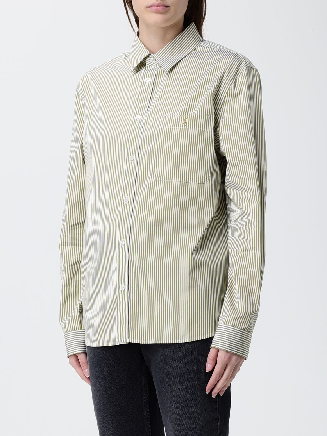 Saint Laurent Paris Saint Laurent Shirt Woman Kaki Size S / US 4 / IT 40 - 4 Thumbnail