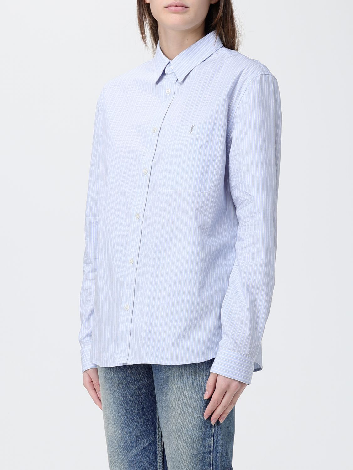 Saint Laurent Paris Saint Laurent Shirt Woman Gnawed Blue Size XS / US 0-2 / IT 36-38 - 4 Thumbnail