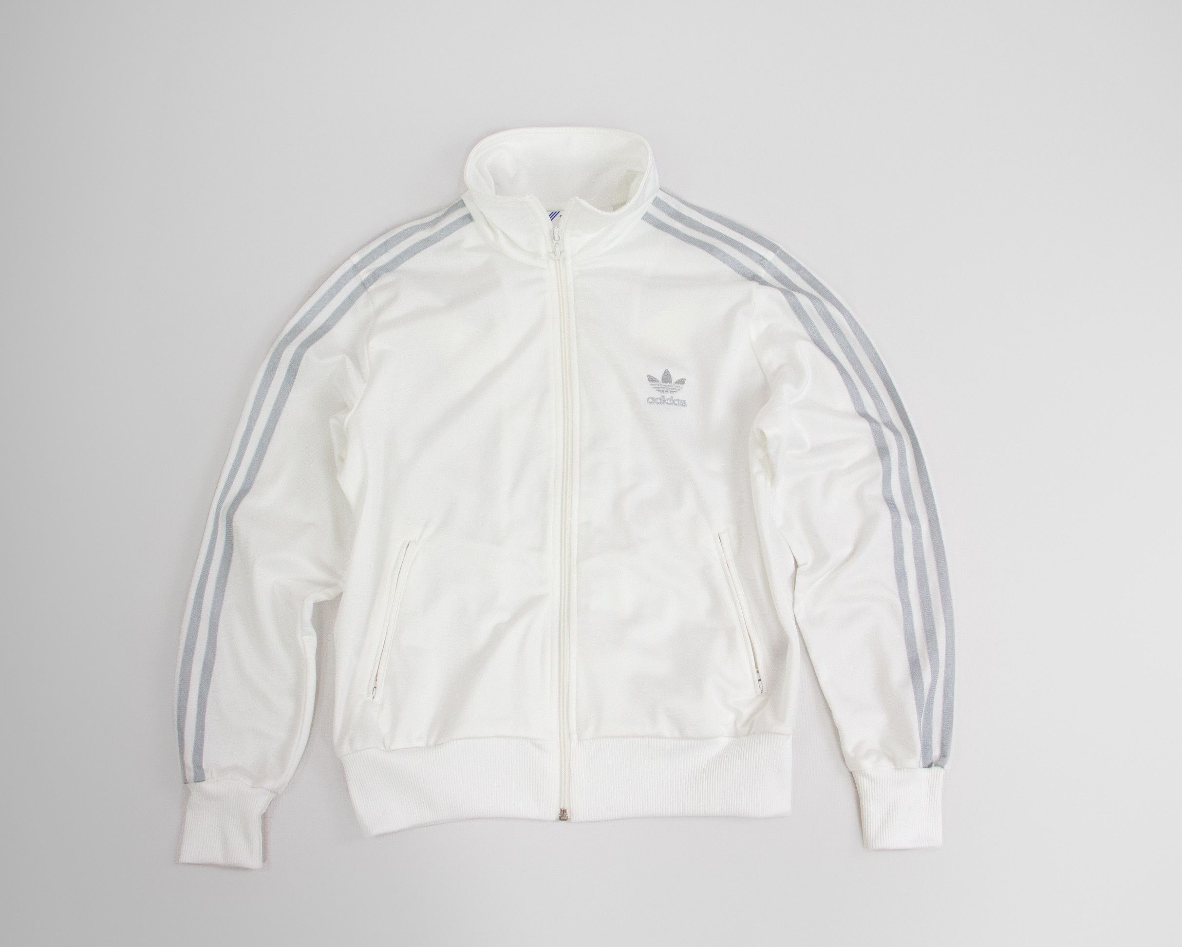 Adidas Adidas Originals White Track Jacket with Silver Stripes, Size M Size US M / EU 48-50 / 2 - 1 Preview
