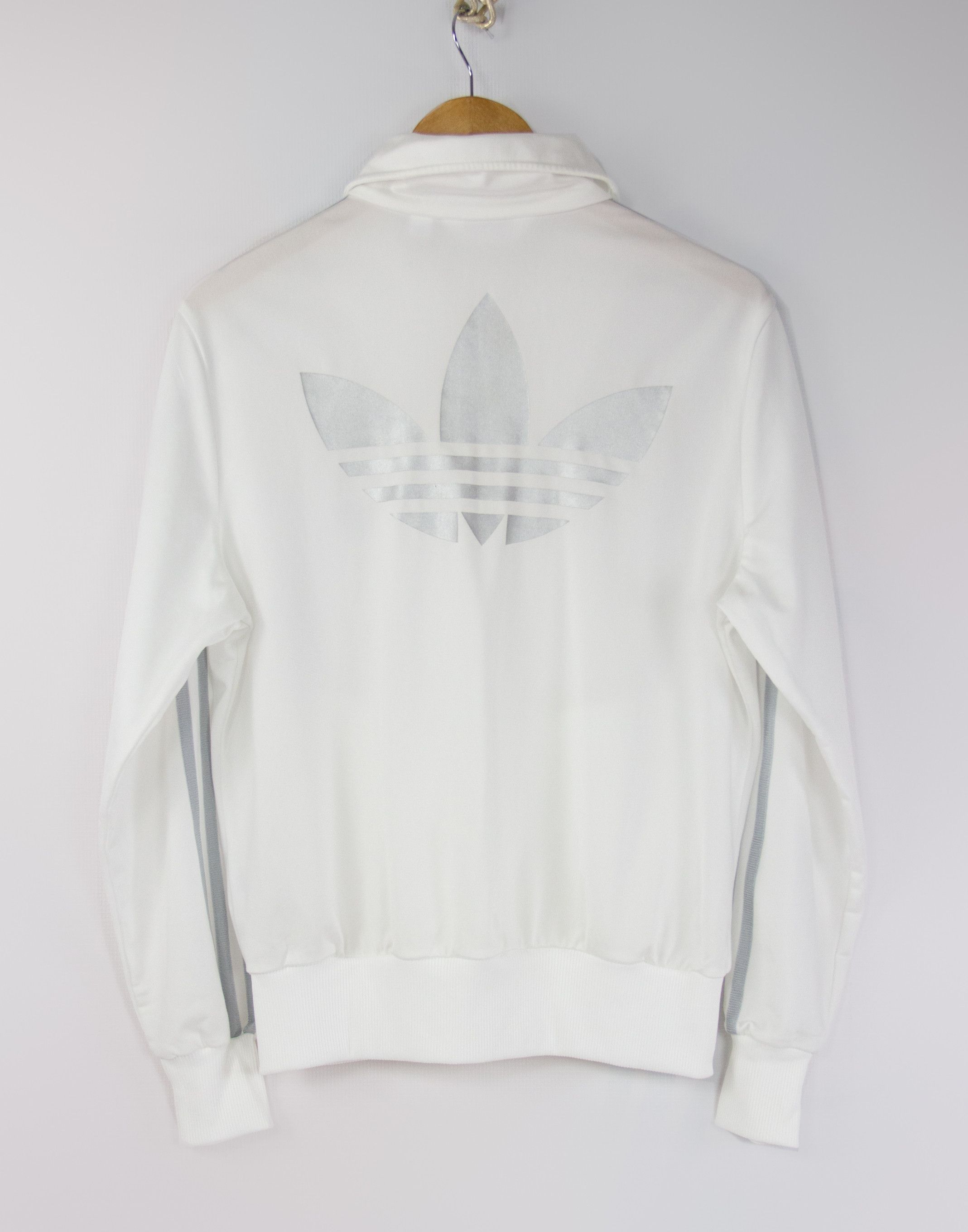 Adidas Adidas Originals White Track Jacket with Silver Stripes, Size M Size US M / EU 48-50 / 2 - 6 Thumbnail