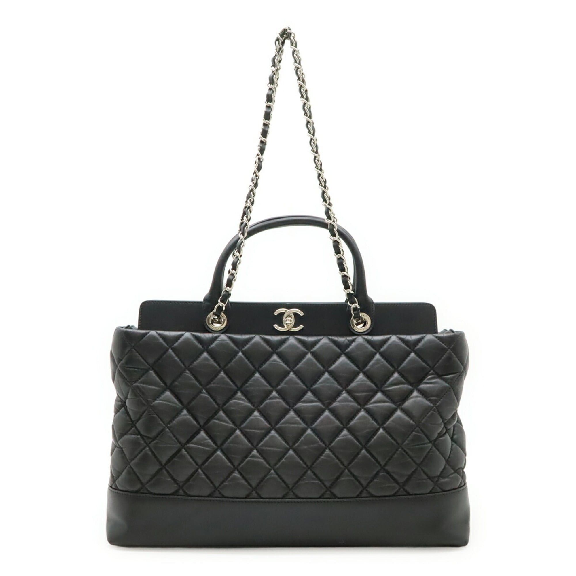 Chanel CHANEL Matelassé Coco Mark Portobello Tote Bag Shoulder Chain Leather Black A66814 Size ONE SIZE - 2 Thumbnail