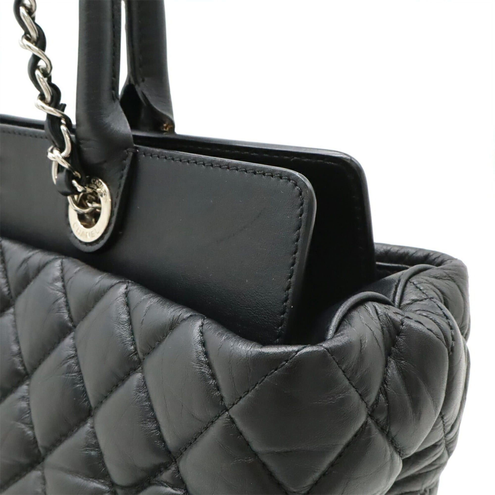 Chanel CHANEL Matelassé Coco Mark Portobello Tote Bag Shoulder Chain Leather Black A66814 Size ONE SIZE - 9 Thumbnail