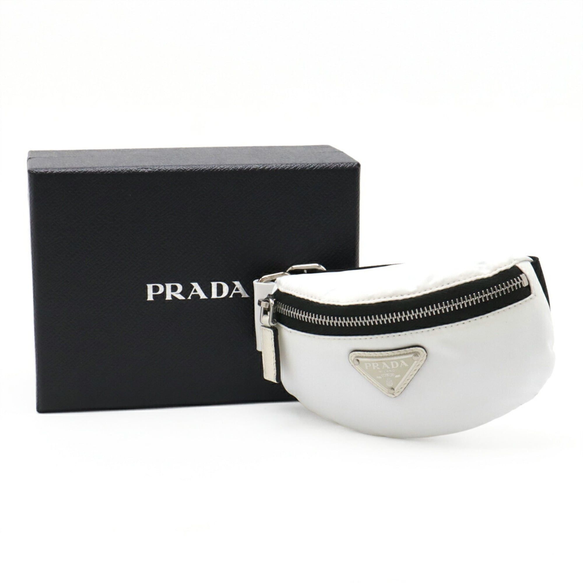 Prada PRADA Triangle Wristband Pouch Multi-Pouch Nylon Leather BLANCO White 1TT095 Size ONE SIZE - 8 Thumbnail