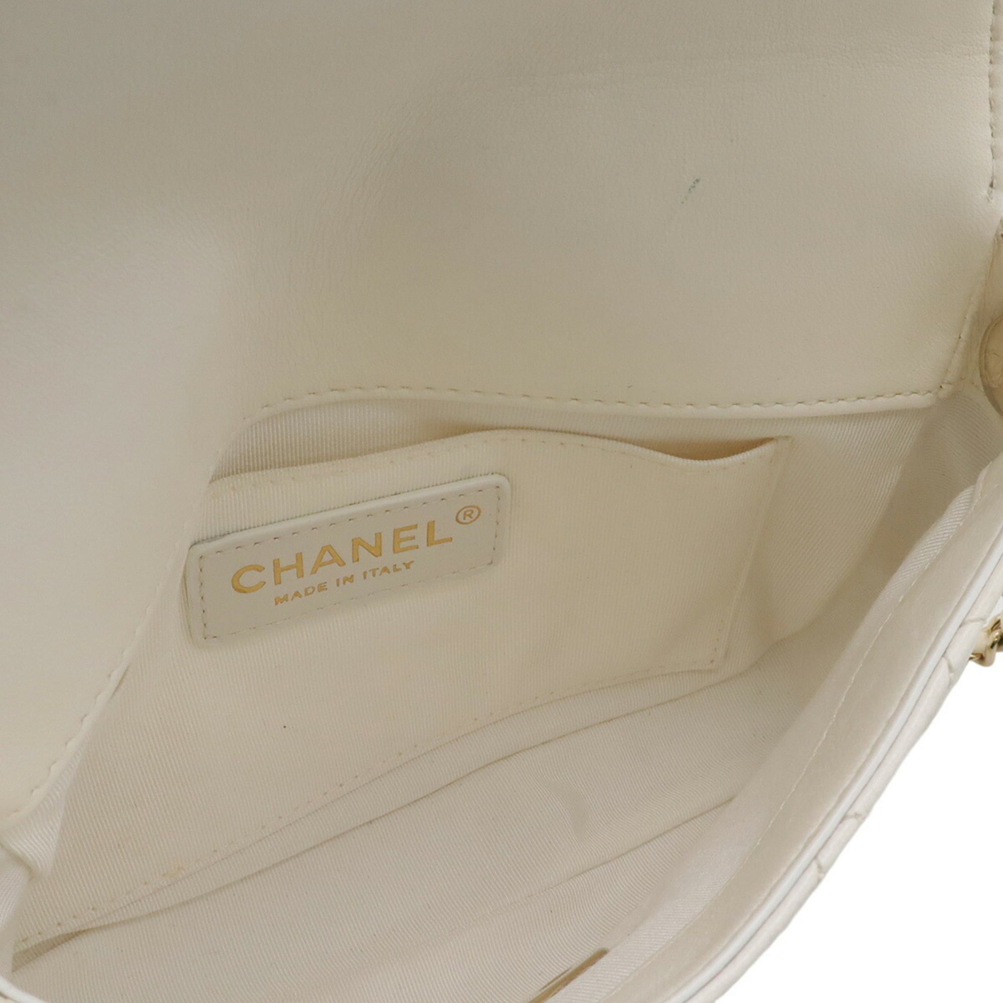 Chanel CHANEL Matelassé Side Pack Chain Shoulder Twin Bag Pouch Leather Ivory Black AS0545 Size ONE SIZE - 6 Thumbnail