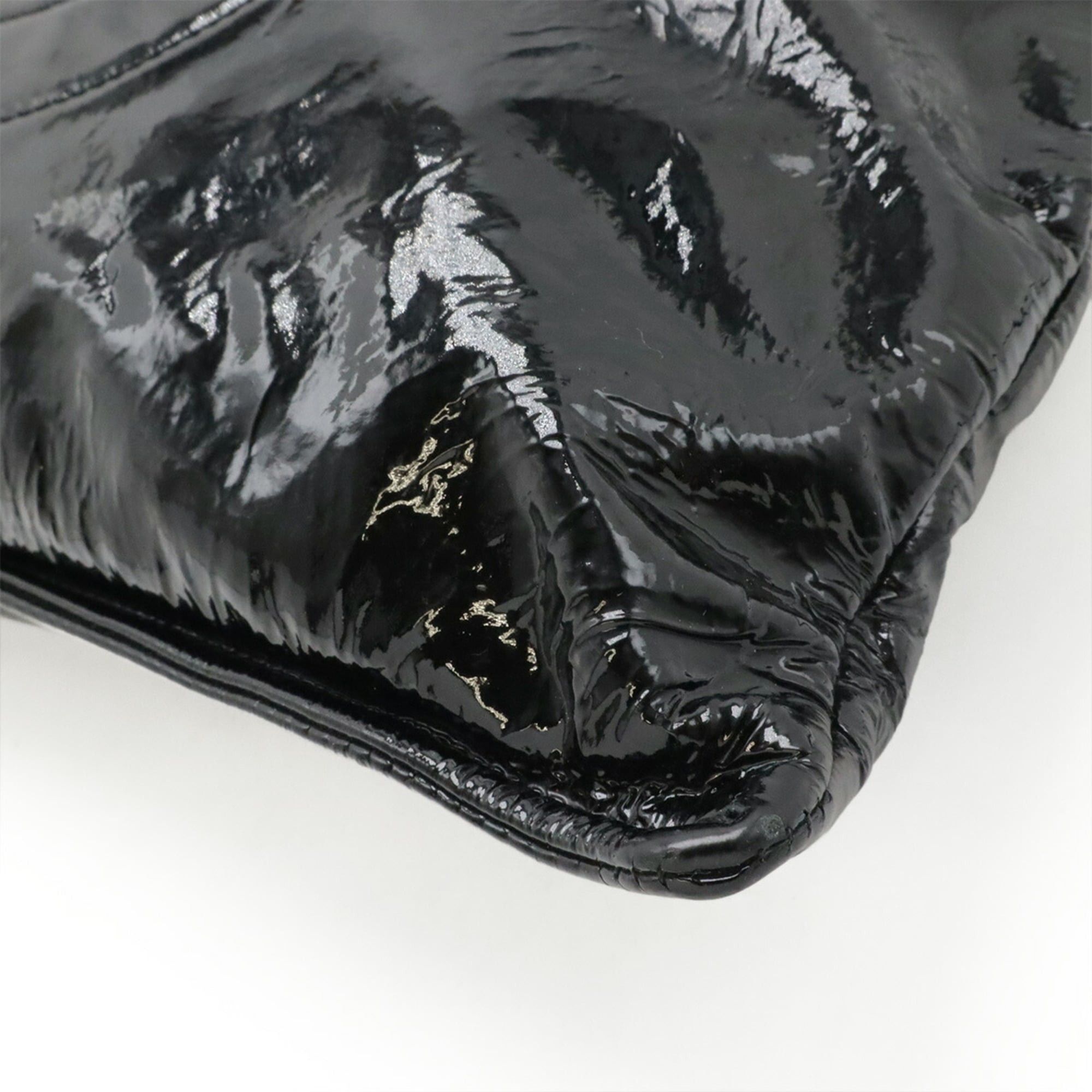 Chanel CHANEL Coco Mark Bonbon Tote Bag Chain Shoulder Enamel Leather Black Size ONE SIZE - 4 Thumbnail