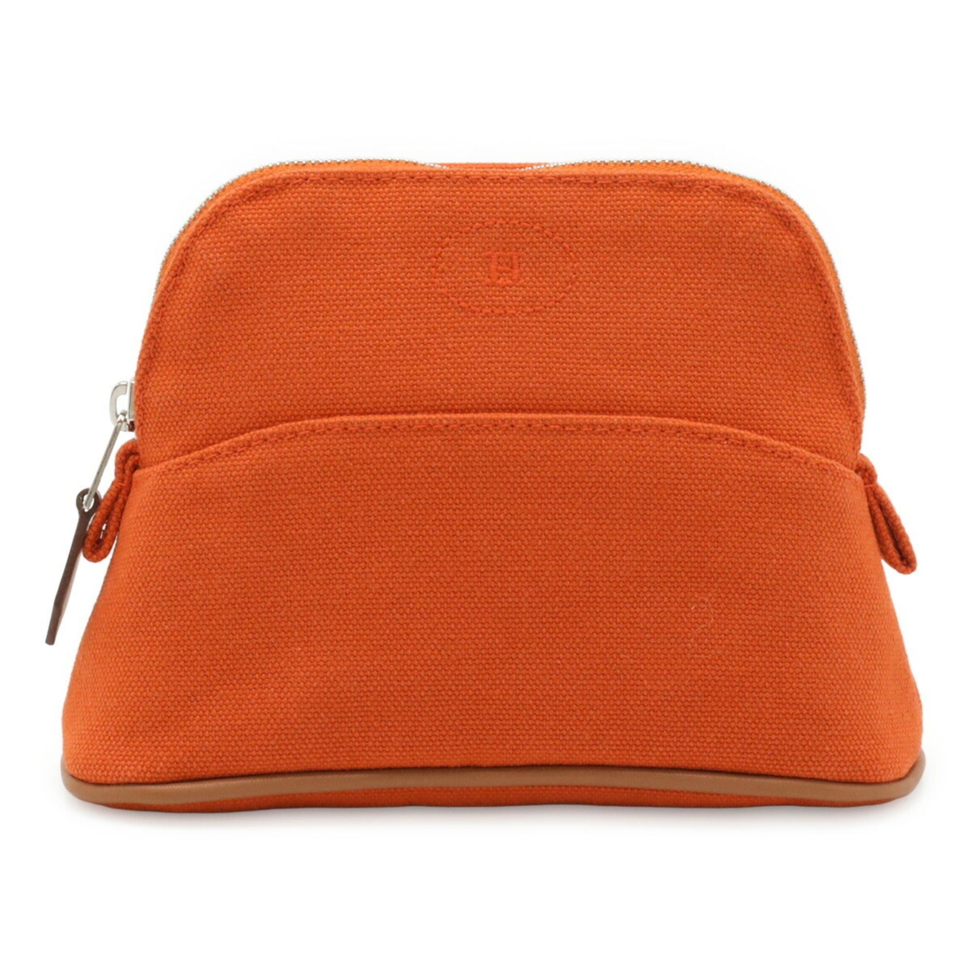 Hermes HERMES Bolide Pouch 16 Mini Handbag Cotton Canvas Leather Orange Natural Size ONE SIZE - 2 Thumbnail