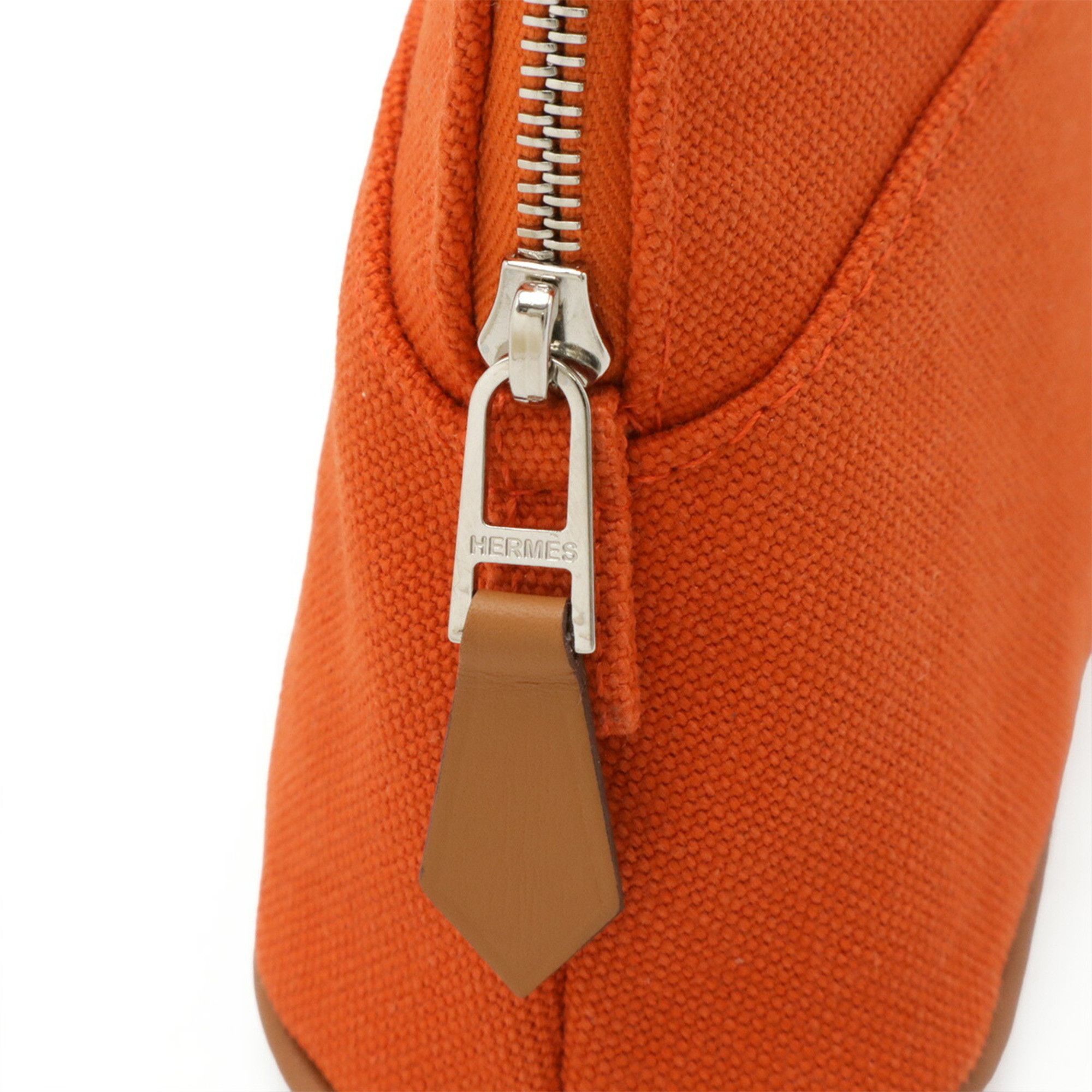 Hermes HERMES Bolide Pouch 16 Mini Handbag Cotton Canvas Leather Orange Natural Size ONE SIZE - 5 Thumbnail