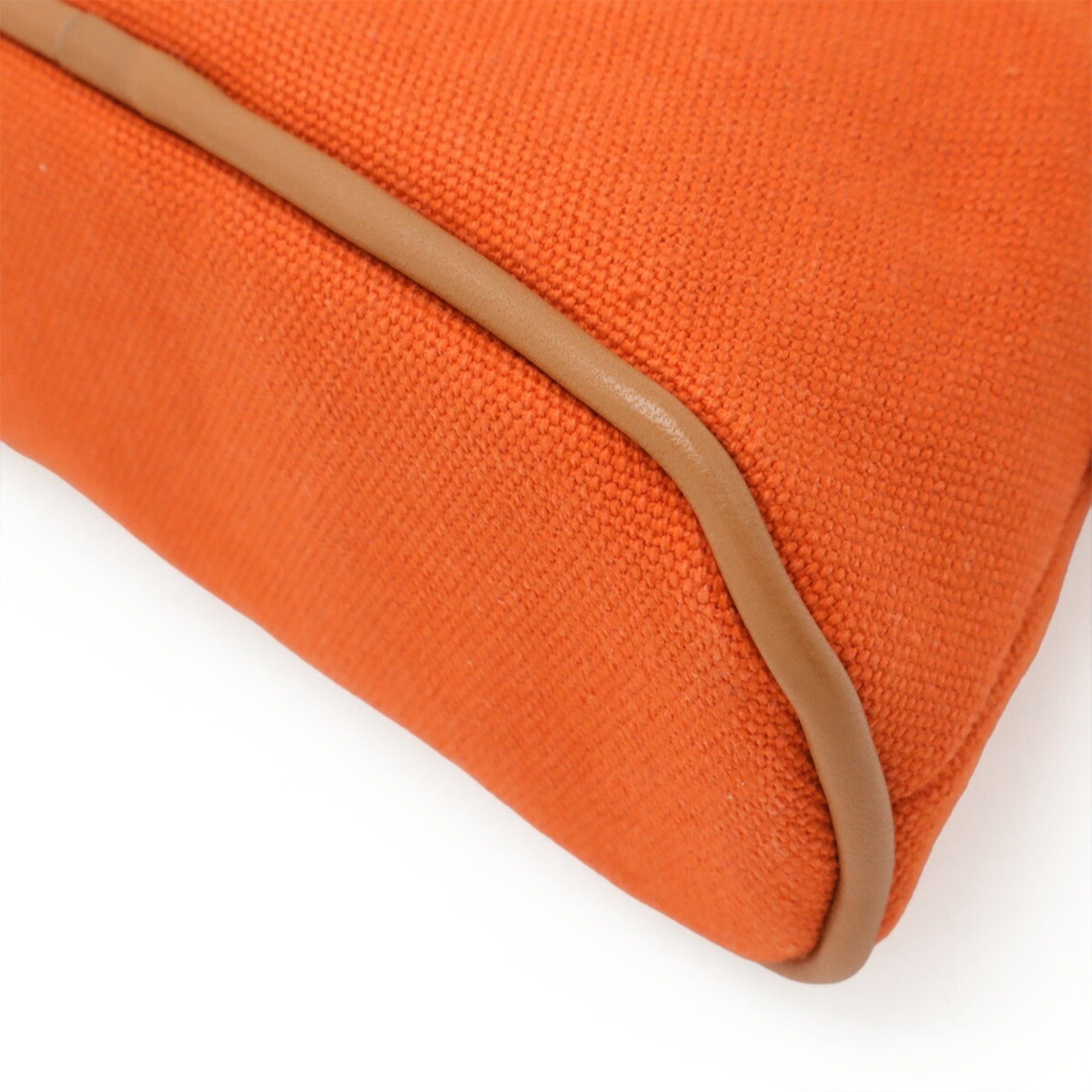 Hermes HERMES Bolide Pouch 16 Mini Handbag Cotton Canvas Leather Orange Natural Size ONE SIZE - 4 Thumbnail